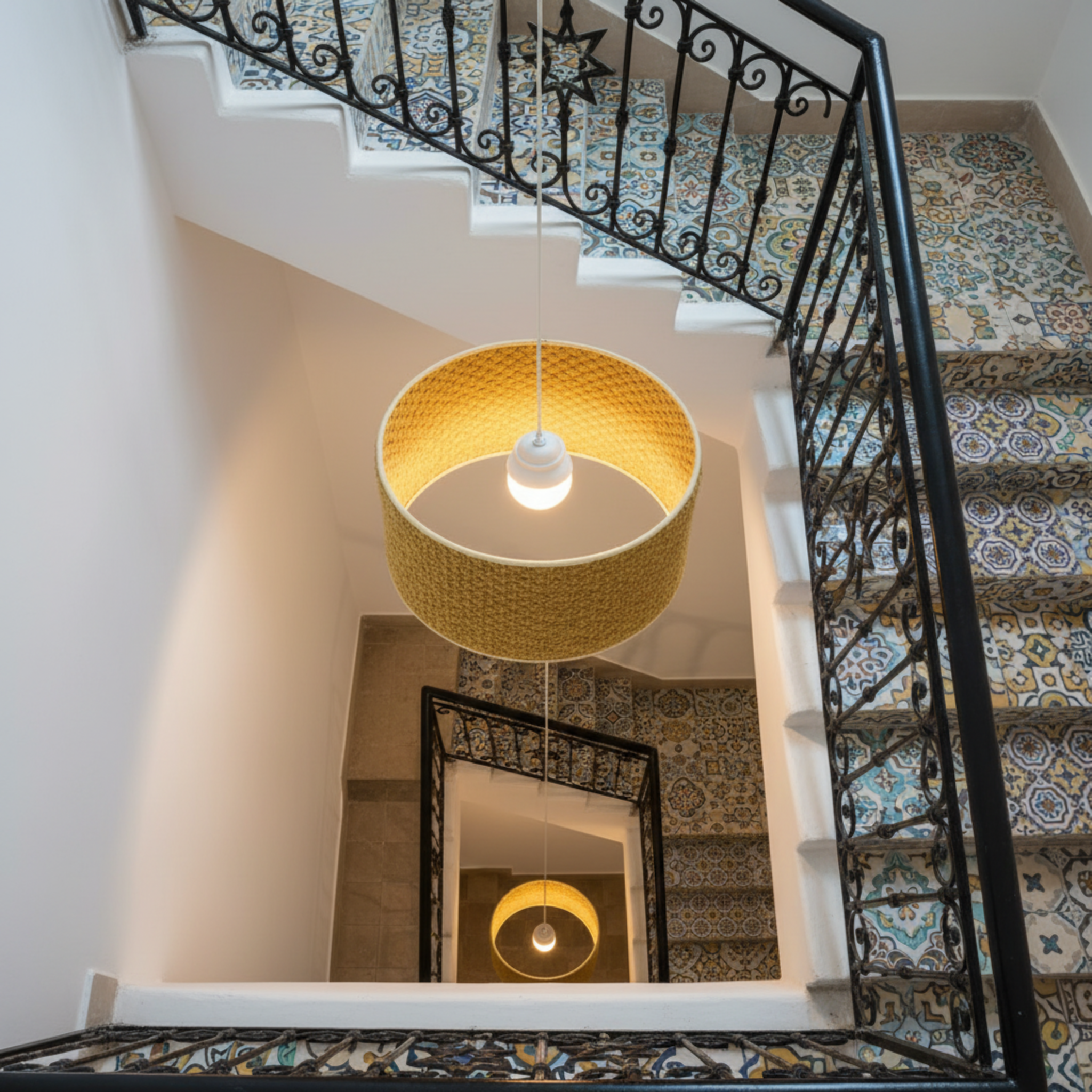 Suspension Cylindrique "Soleil Tunisien" | Fibres Tressées | Tunisie