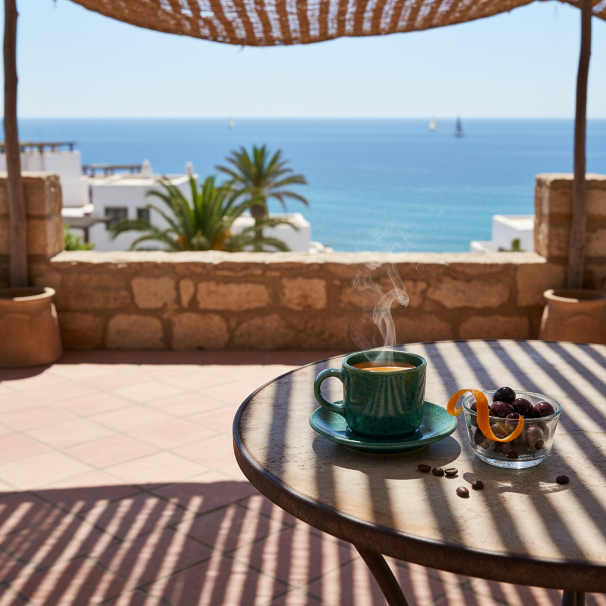 Tasse Espresso en Céramique Émeraude avec Soucoupe – Style Tunisien