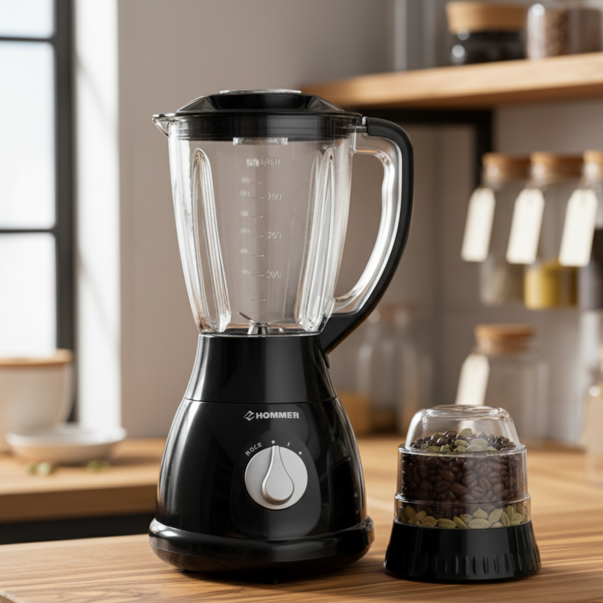 Mixeur Blender HOMMER Tunisie 500W 1.5L + Moulin Inox | Fiolla Home