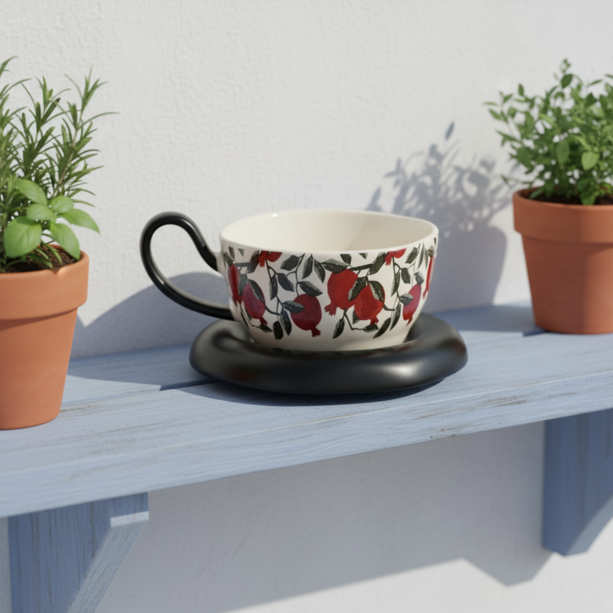 Tasse Céramique "Grenade" & Soucoupe Design Noire - Art de la Table Chic