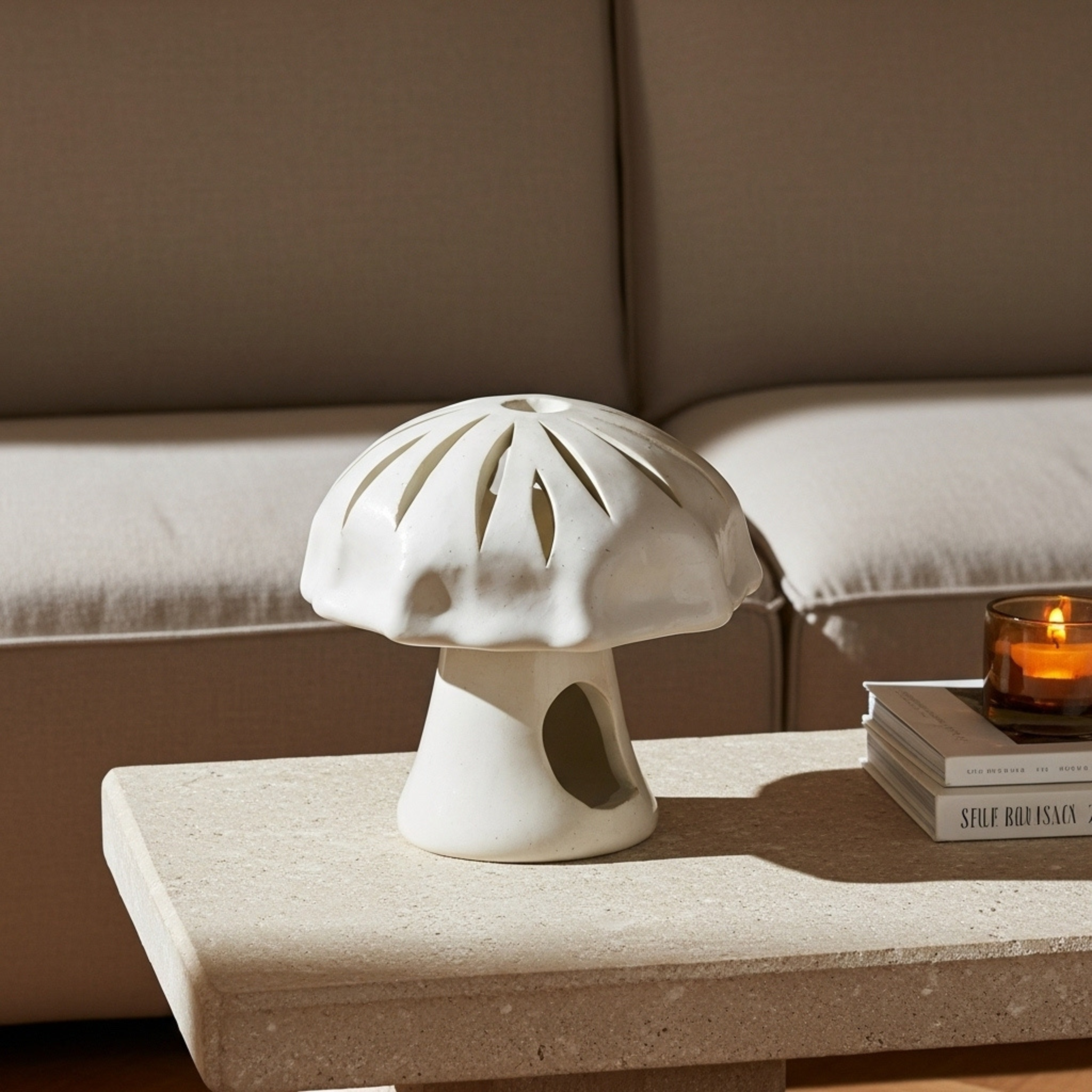 Cache-bougie Champignon en céramique