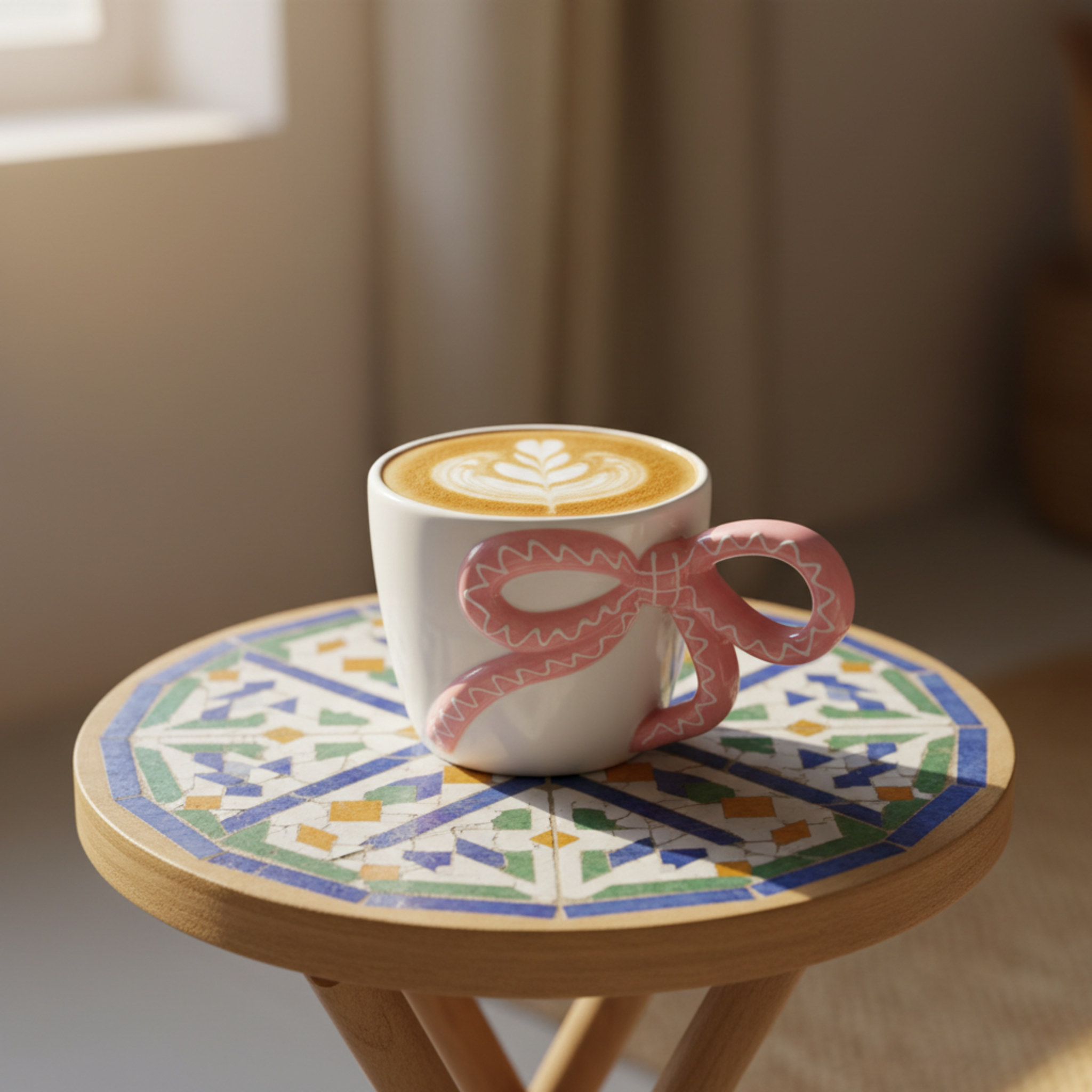 Mug Céramique Coquette Nœud Rose - Tasse Design Tendance Tunisie