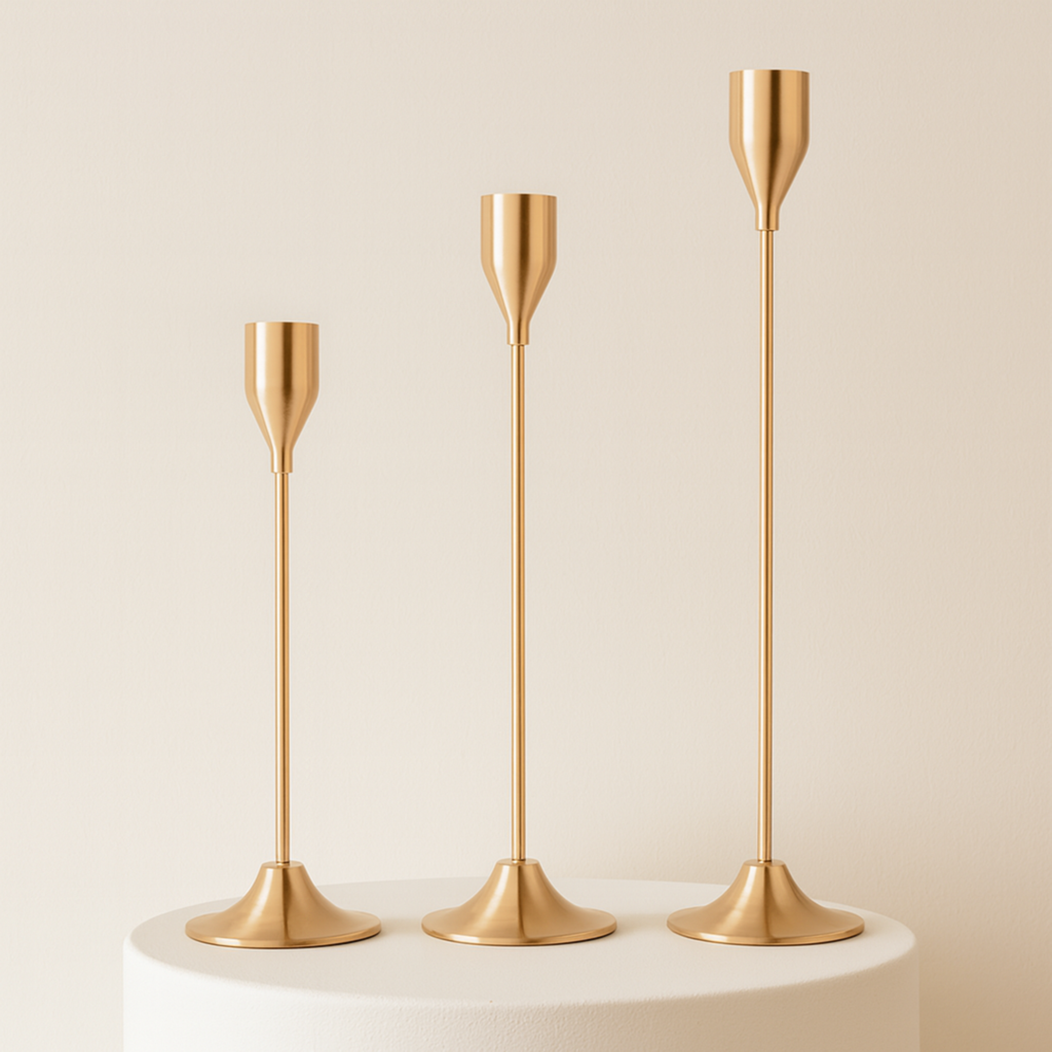 Ensemble de Bougeoirs Modernes Or pour Chandelles (Lot de 3)