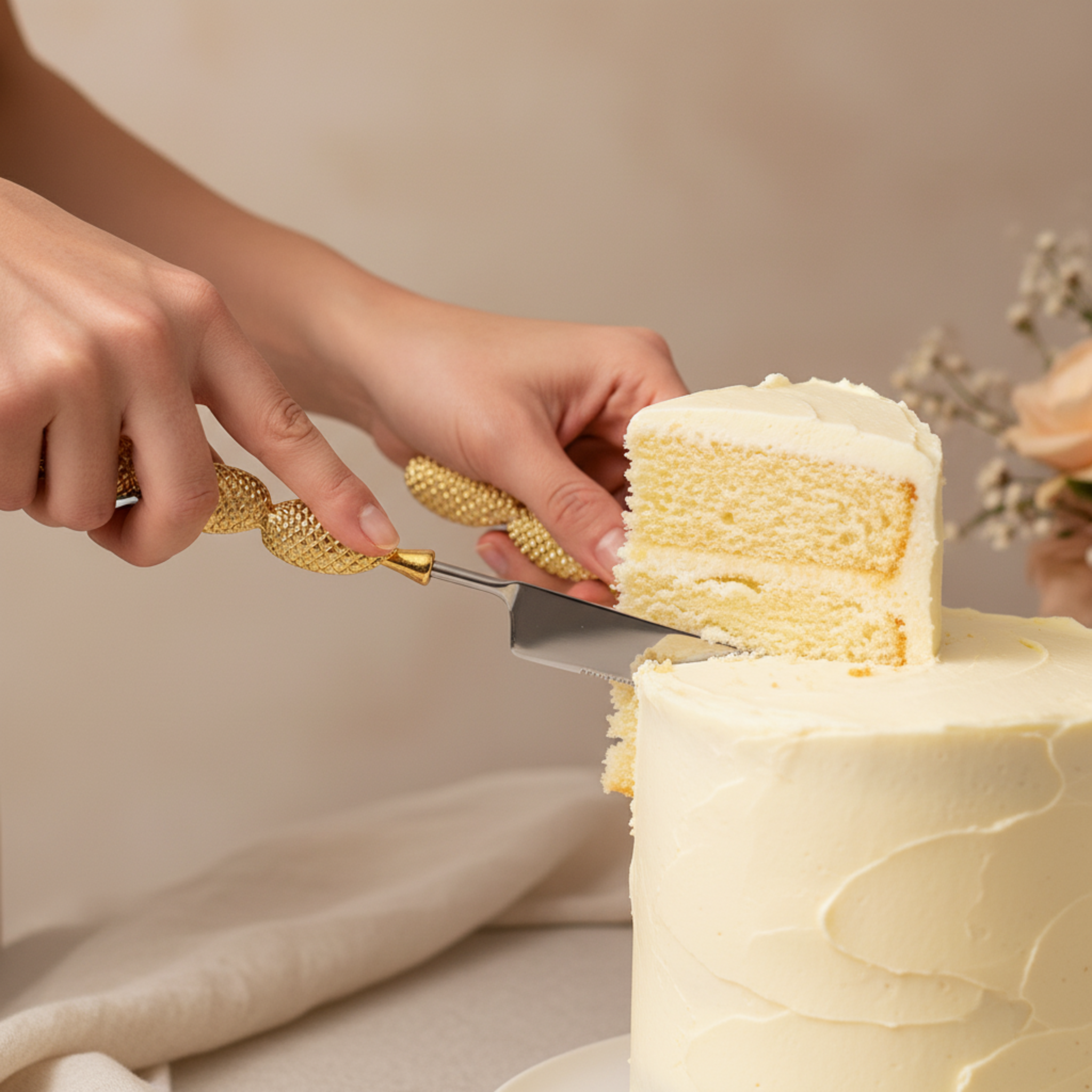 Set Service à Gâteau Luxe 2 Pièces – Cuivre Indien Premium & Inox