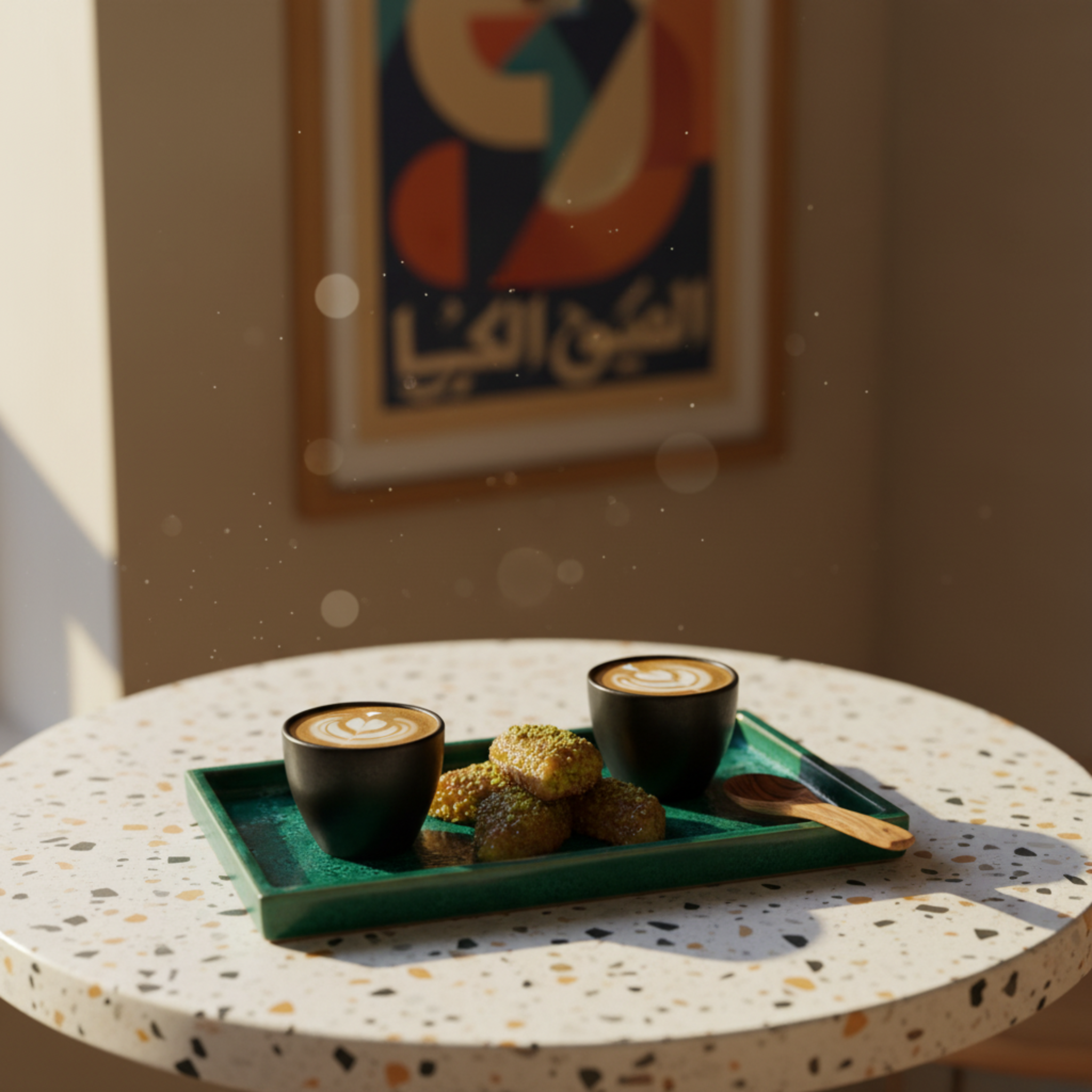 Plateau en céramique émaillé vert – Coiffeuse & Service