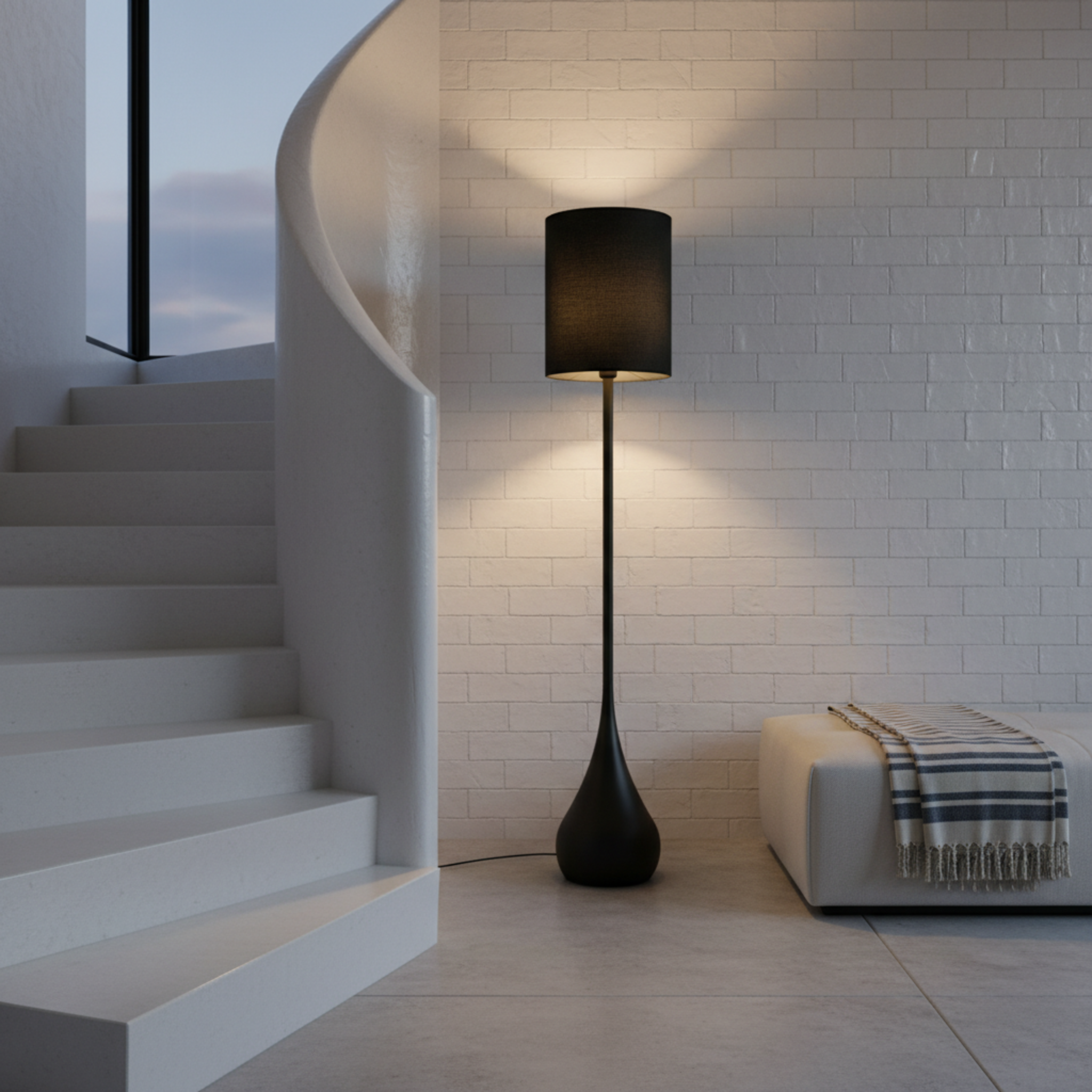 Lampadaire Design Noir "Goutte" – Éclairage Luxe & Moderne Salon Tunisie