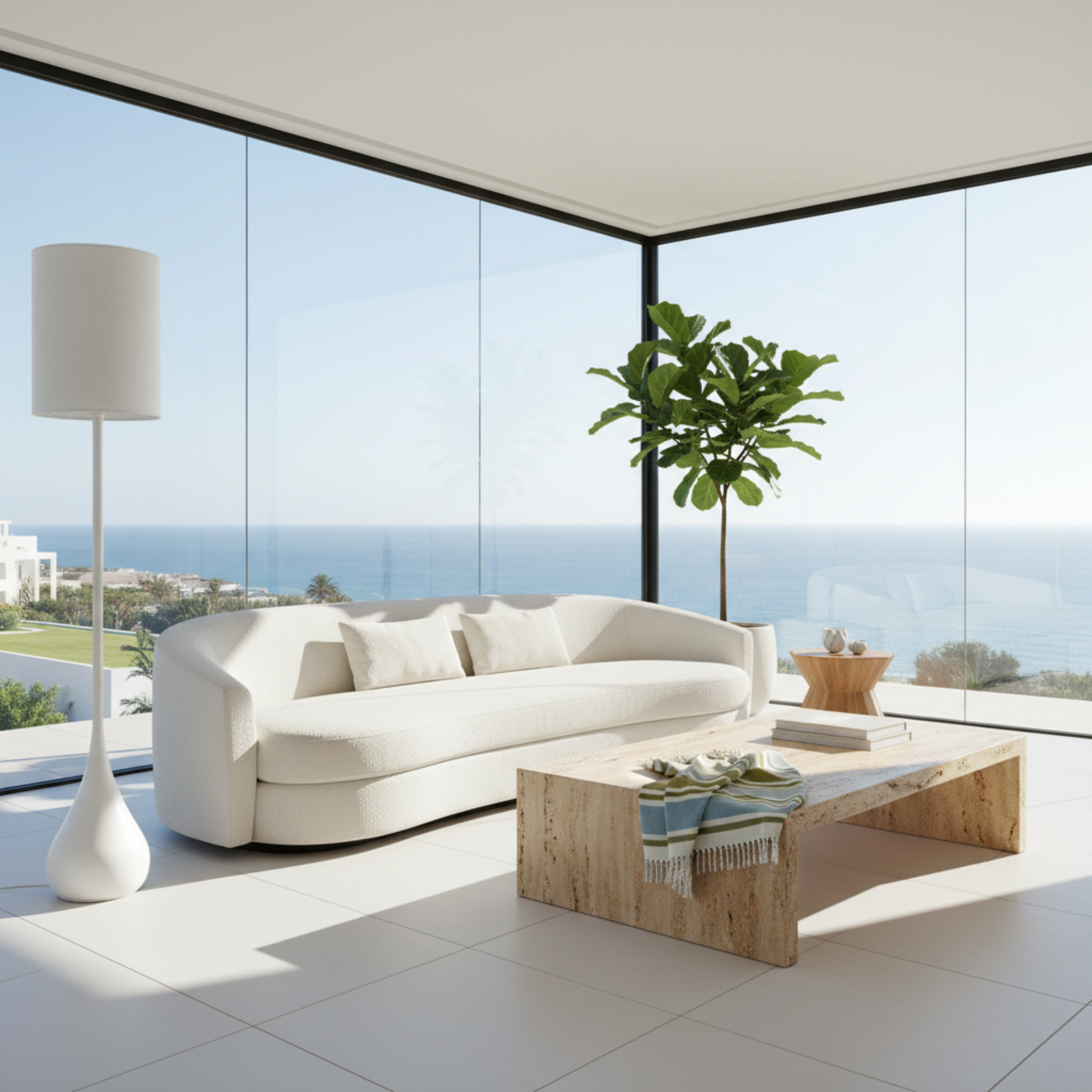 Lampadaire Design Blanc "Goutte" – Déco Luxe & Moderne Salon Tunisie