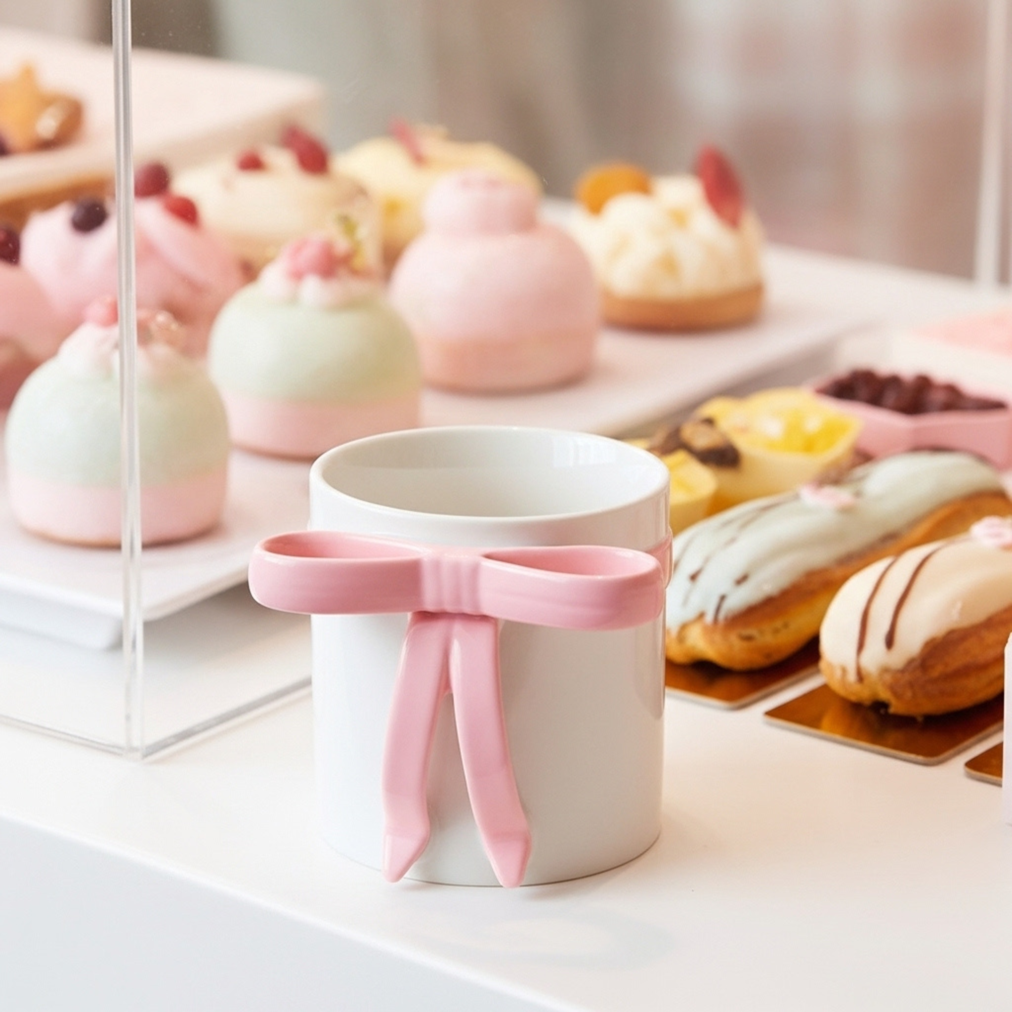 Mug nœud rose en céramique – Chic & cadeau | Tunisie