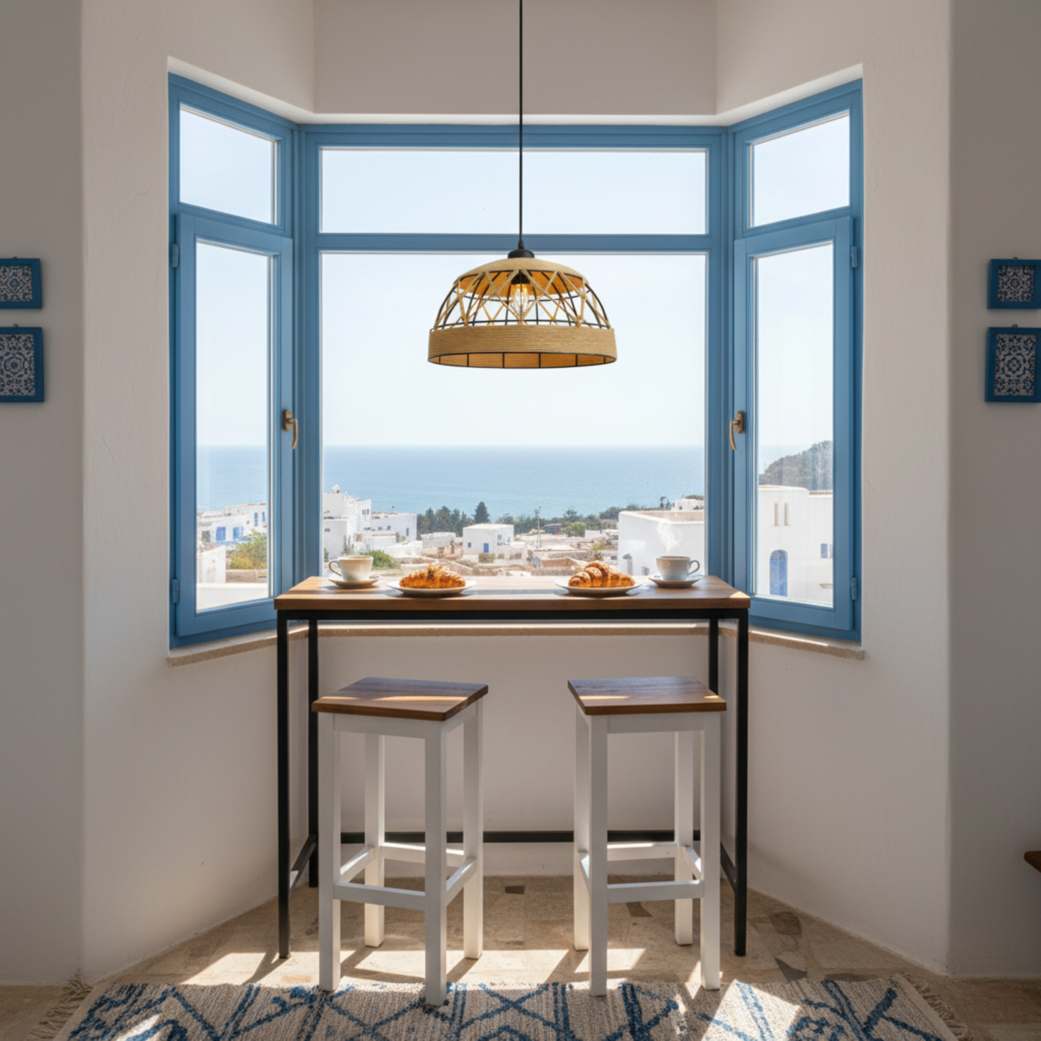 Suspension "Atlas" Géométrique – Lustre en Jute Tressé et Métal Noir