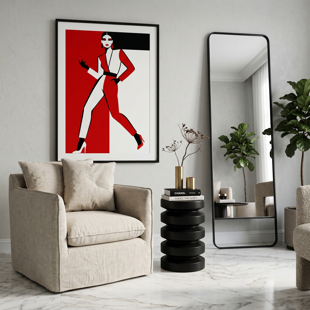 Table d'Appoint Tunisie | Bout de Canapé Noir Design Sculptural | Fiolla Home