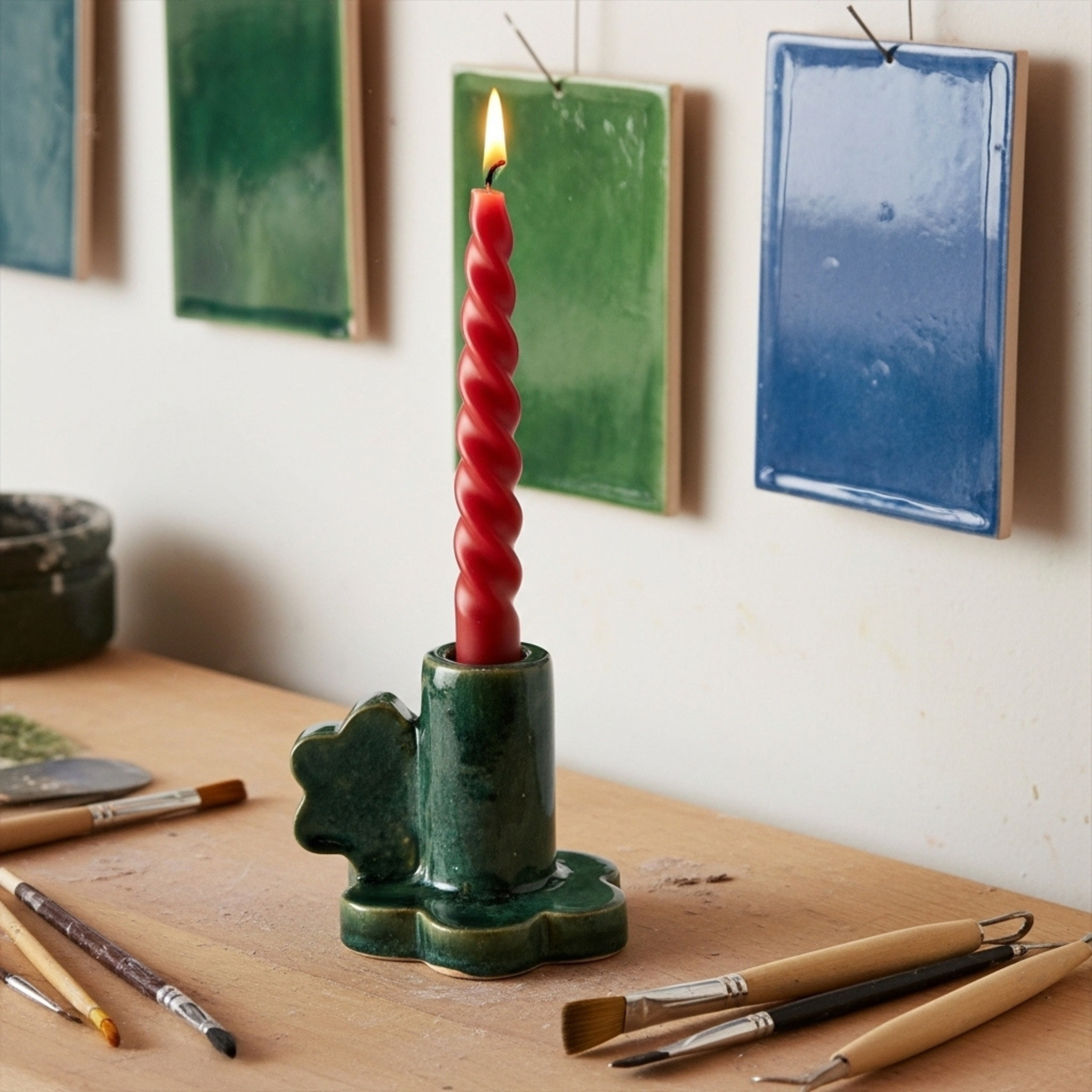 Bougeoir Cactus en Céramique – Déco Tunisienne