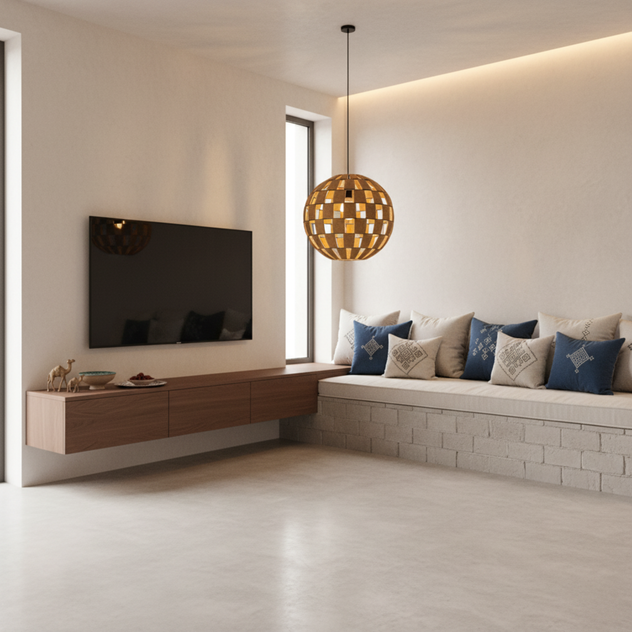 Suspension Sphérique Bois Tressé | Design Artisanal | Tunisie