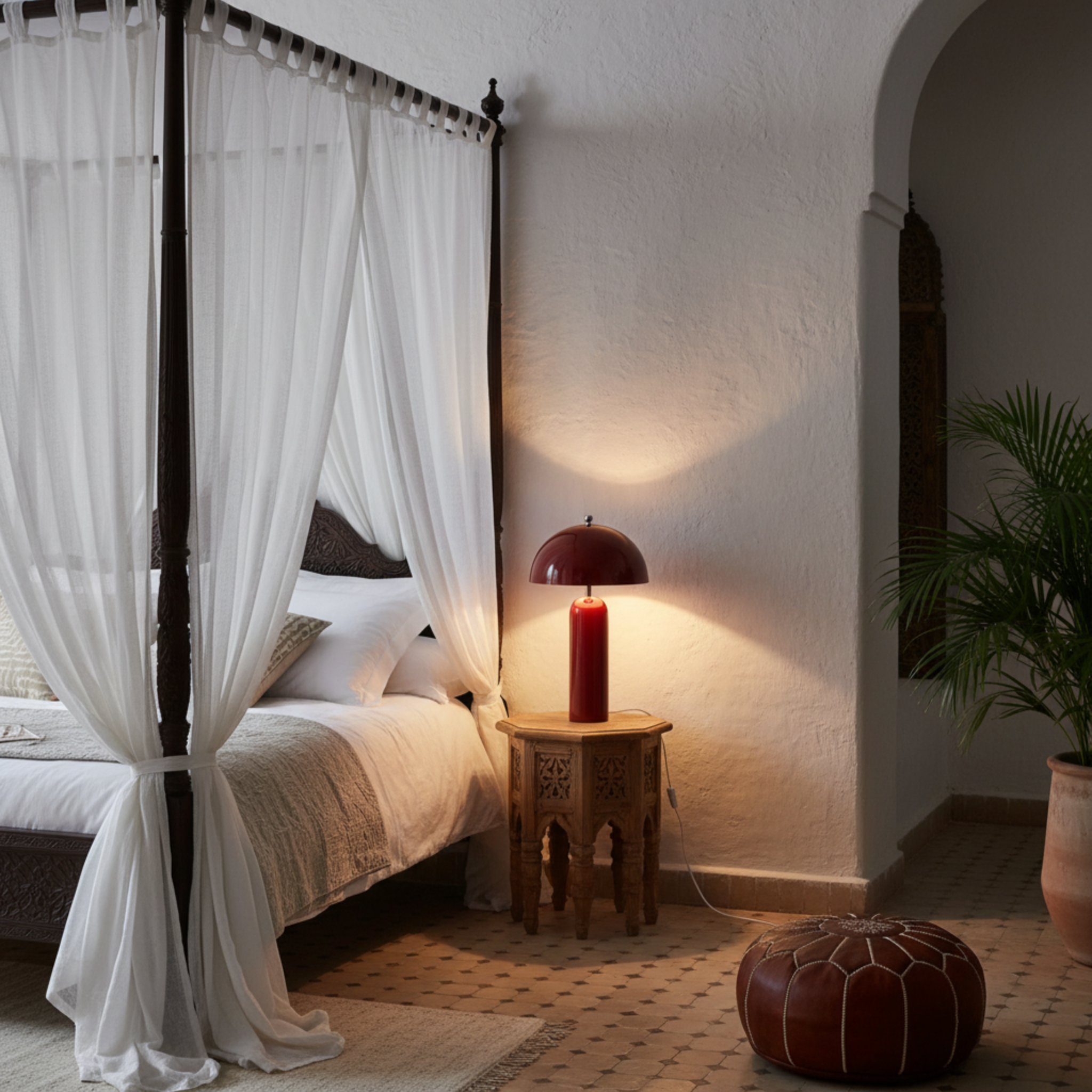 Lampe à Poser Champignon Rouge – Design Rétro Chic & Tendance