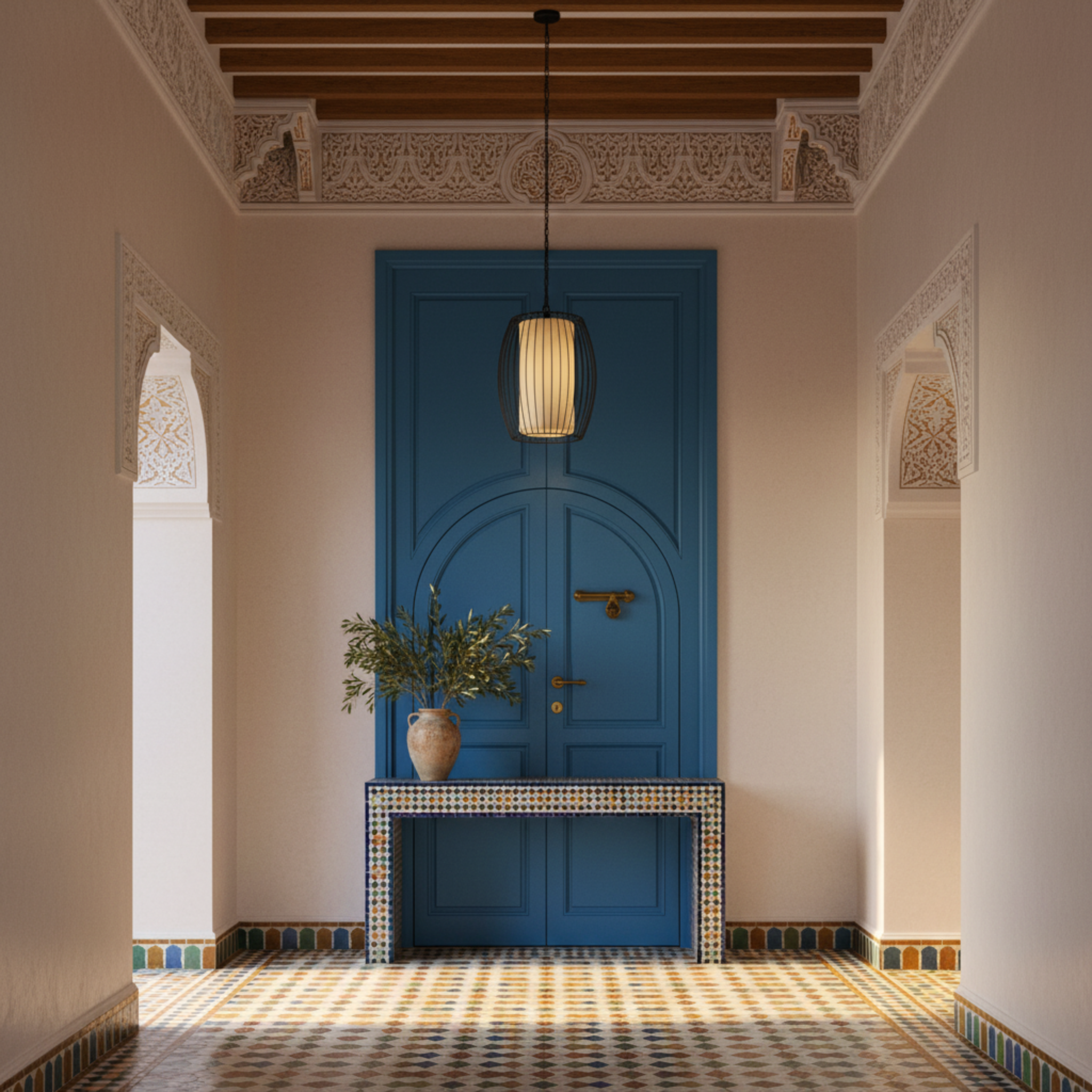 Suspension Métal Ajouré & Tissu | Design Moderne | Tunisie