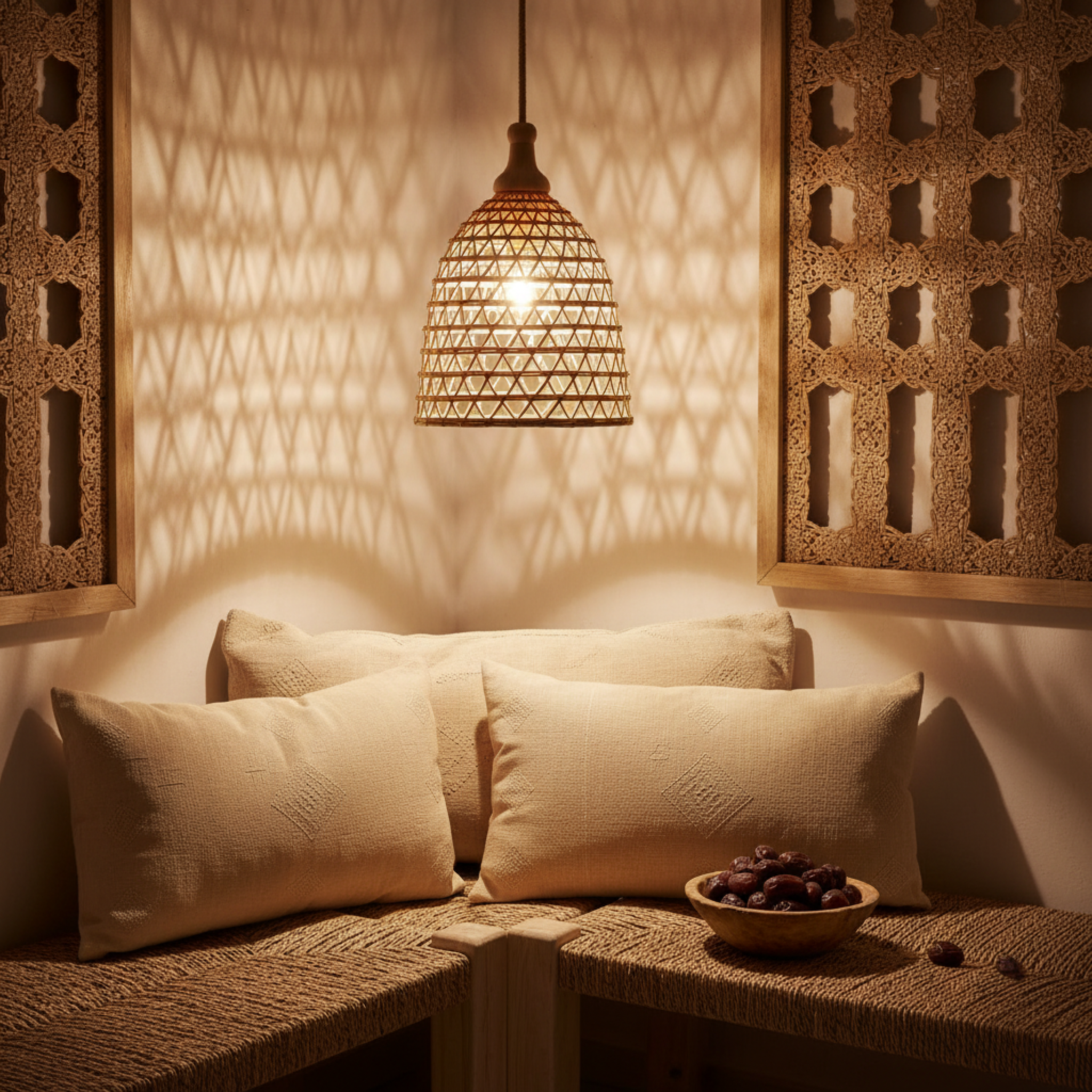 Lustre Fibres de Palmier Handmade – Suspension Tunisie