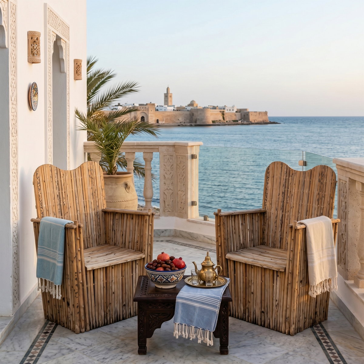 Fauteuil Trône Bois Palmier Dattier Dossier Haut Tunisie | Fiolla Home