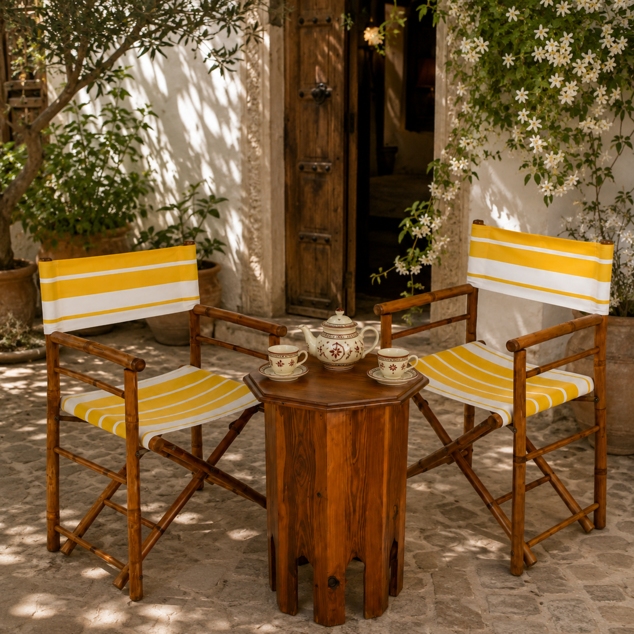 CHAISES ET TABLE BOIS DE PALMIER