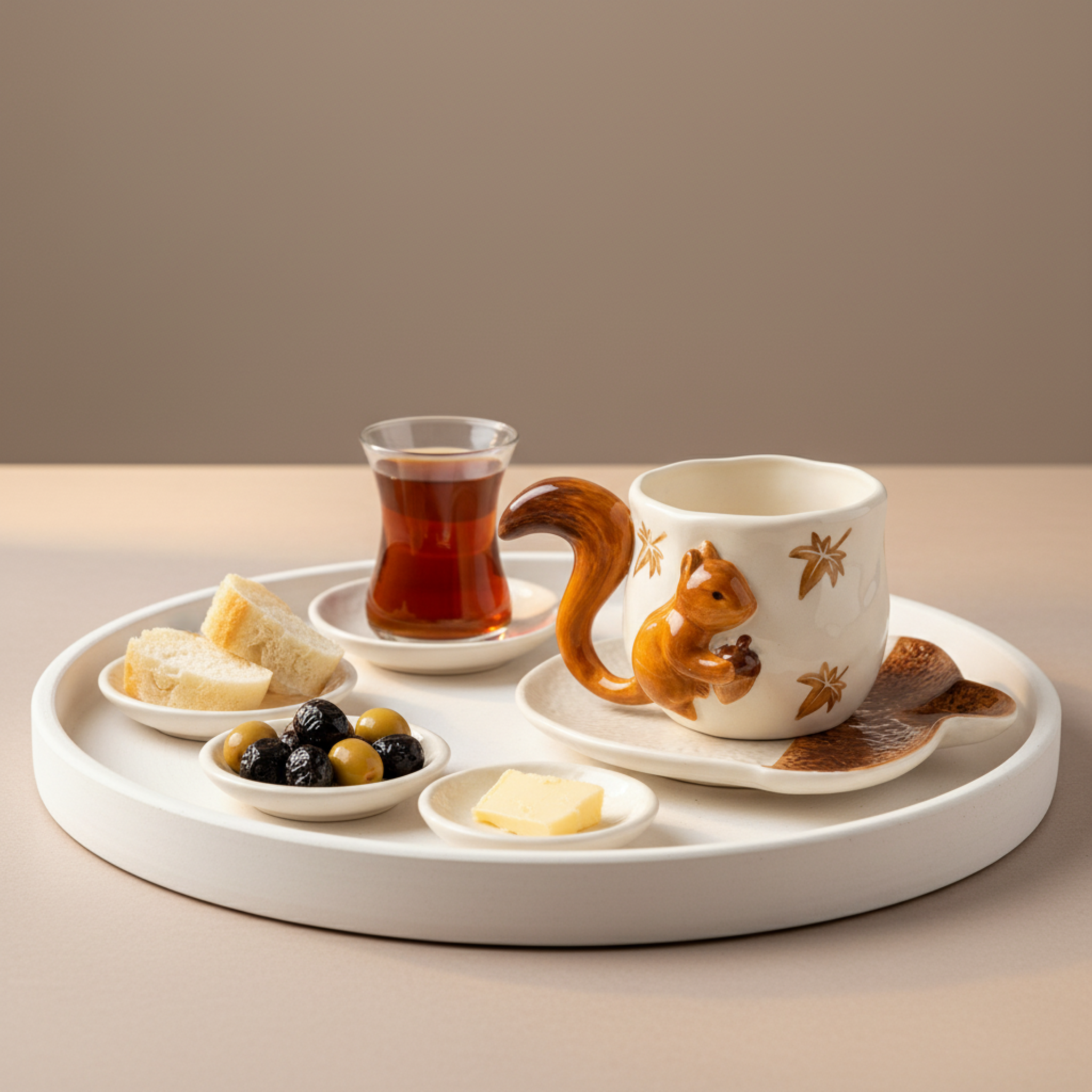 Mug Écureuil en Céramique – Poignée Queue 3D, Style Bois & Cosy Tunisie