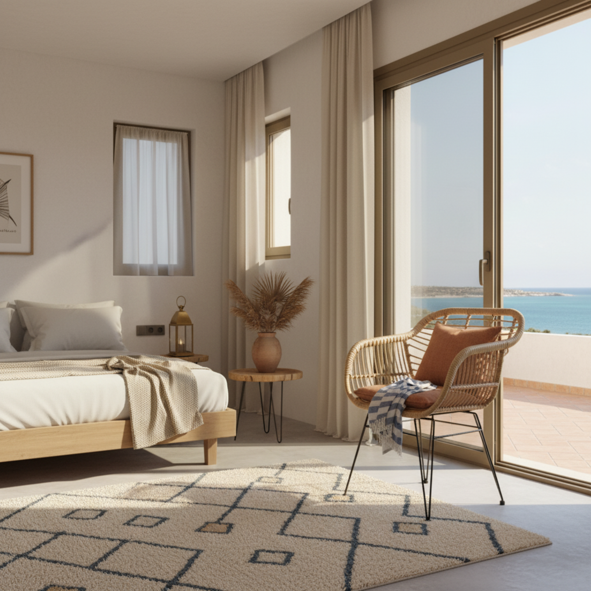 Chaise en Rotin Naturel sur Pieds Métalliques – Élégance Méditerranéenne Tunisie