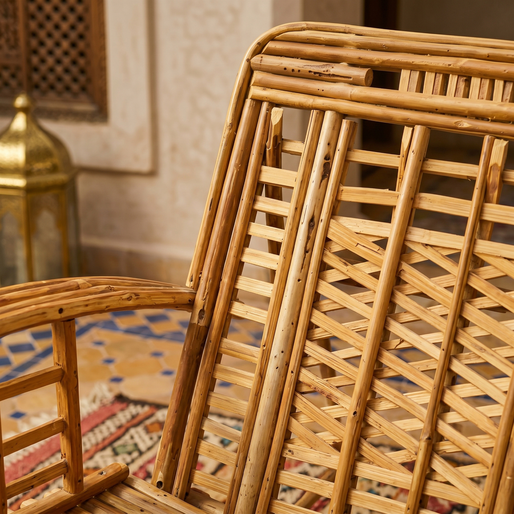 Fauteuil Artisanal Bois de Palmier Dattier Tunisie | Fiolla Home