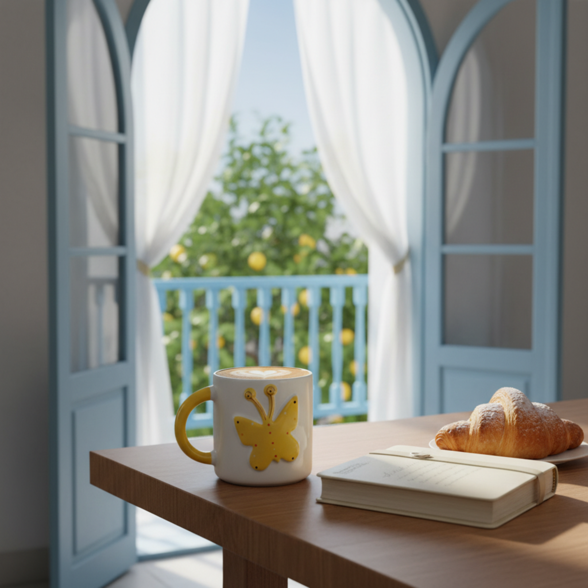 Mug Papillon Jaune en Relief – Tasse en Céramique Joyeuse & Design