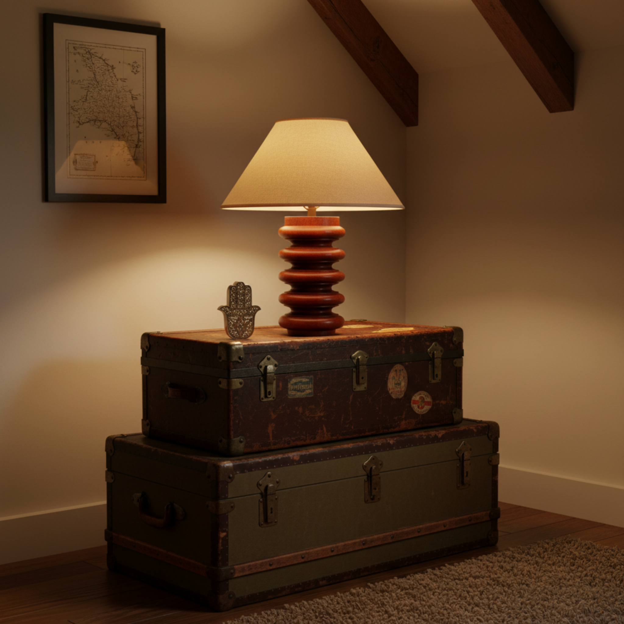 Luminaire Bohème "El Bey" | Lampe en Bois Artisanal | Tunisie