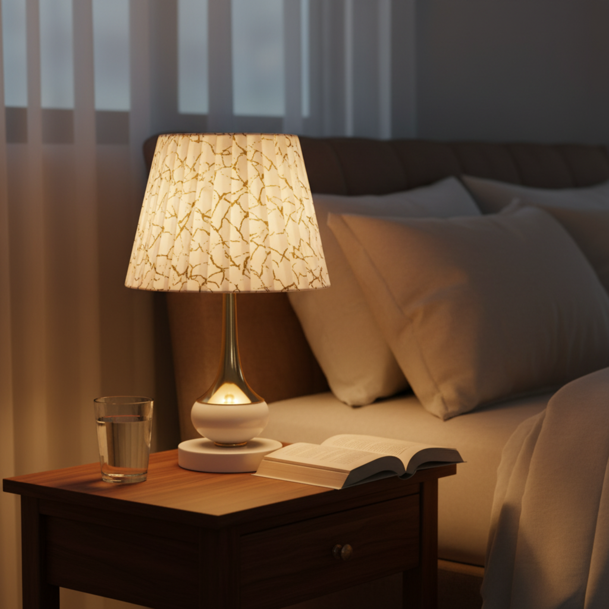 Lampe de Chevet Dorée Effet Marbre | Fiolla Home Tunisie