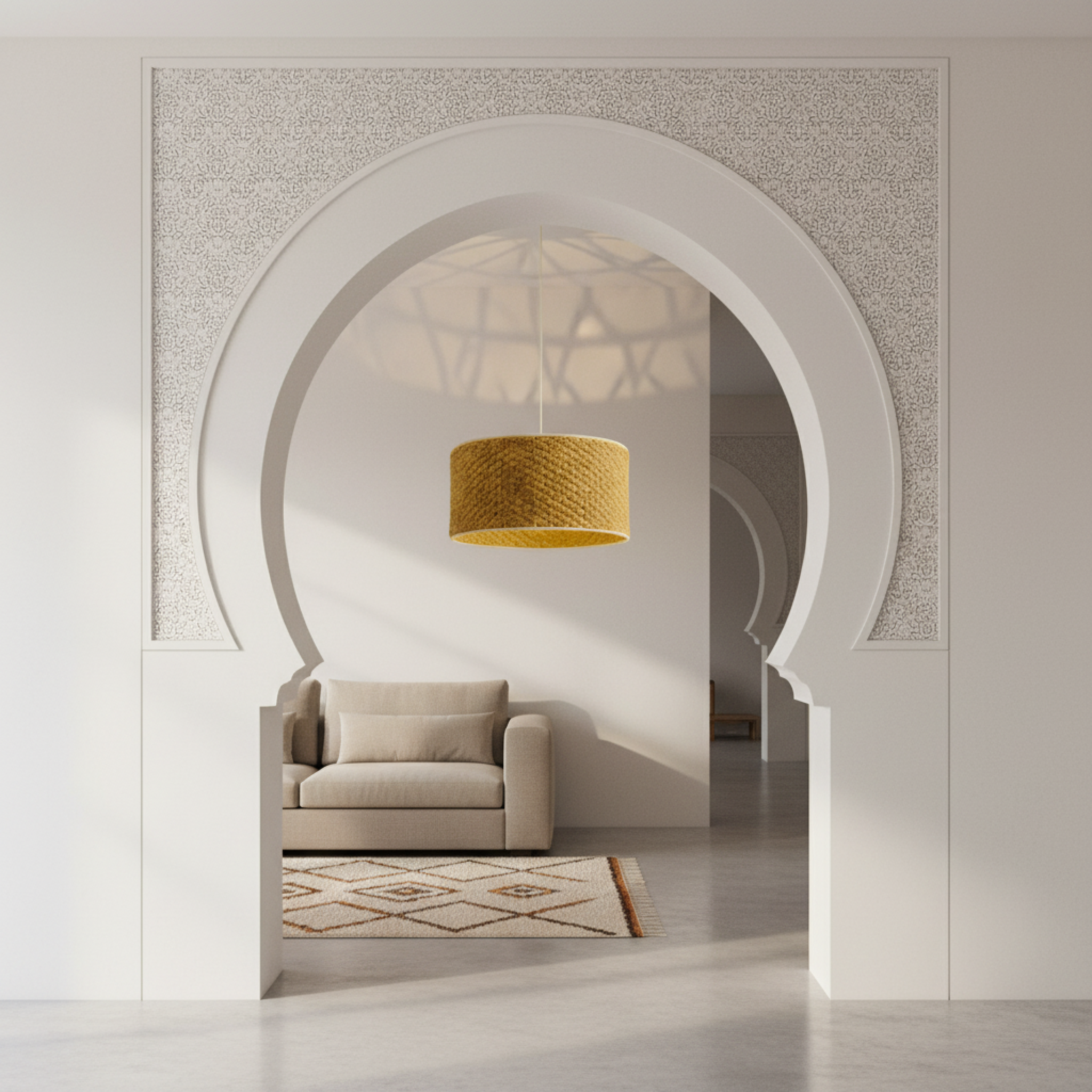 Suspension Cylindrique "Soleil Tunisien" | Fibres Tressées | Tunisie