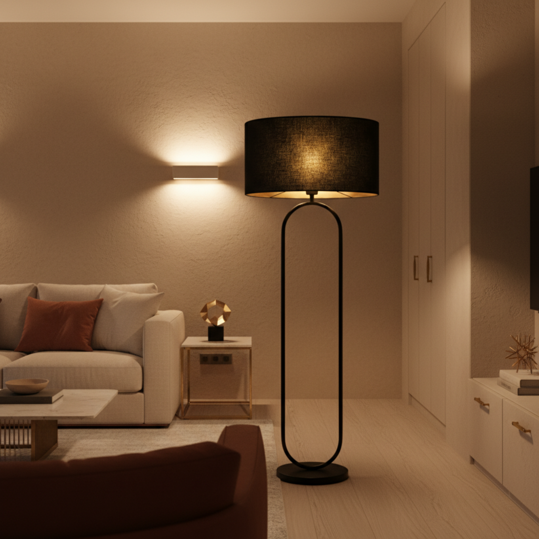 Lampadaire sur Pied INFINITY Métal Noir Design | Fiolla Home Tunisie