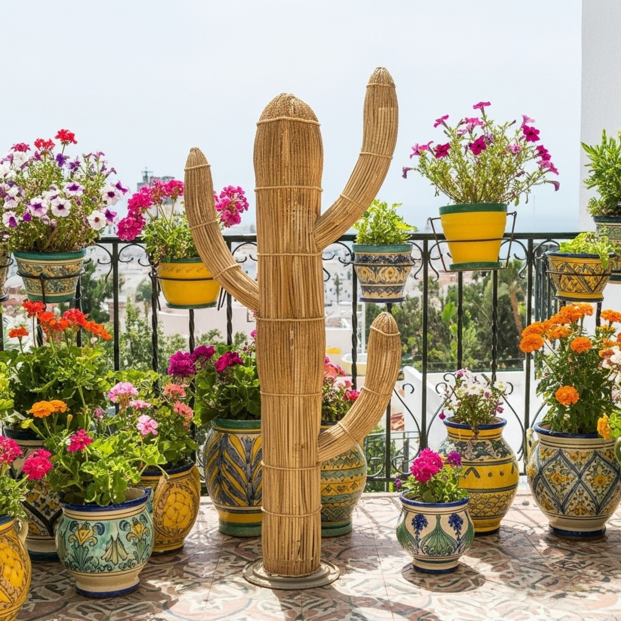 Cactus décoratif de coin fibres de palmier