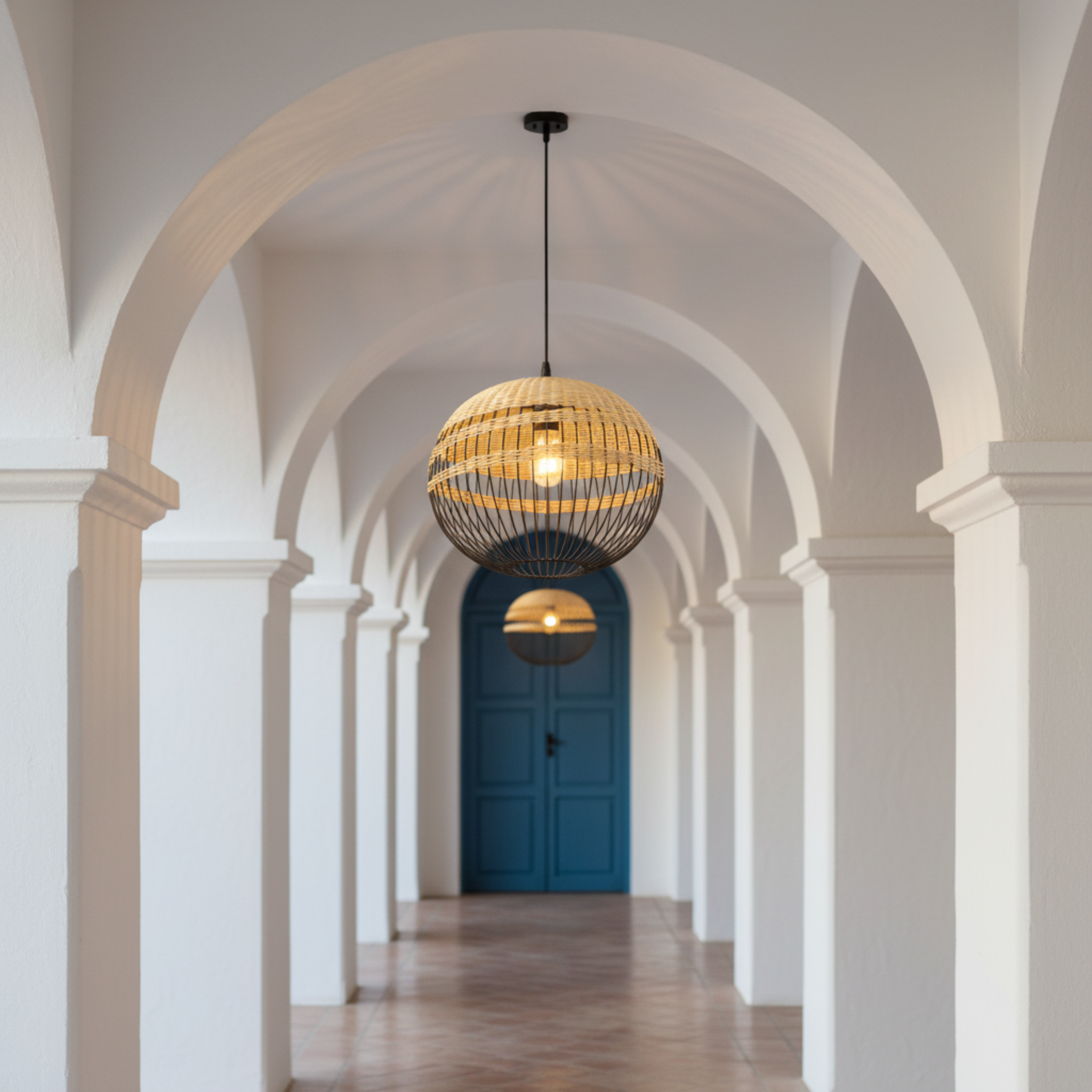 Suspension Sphérique Fibres Végétales & Métal | Design Bohème Chic | Tunisie