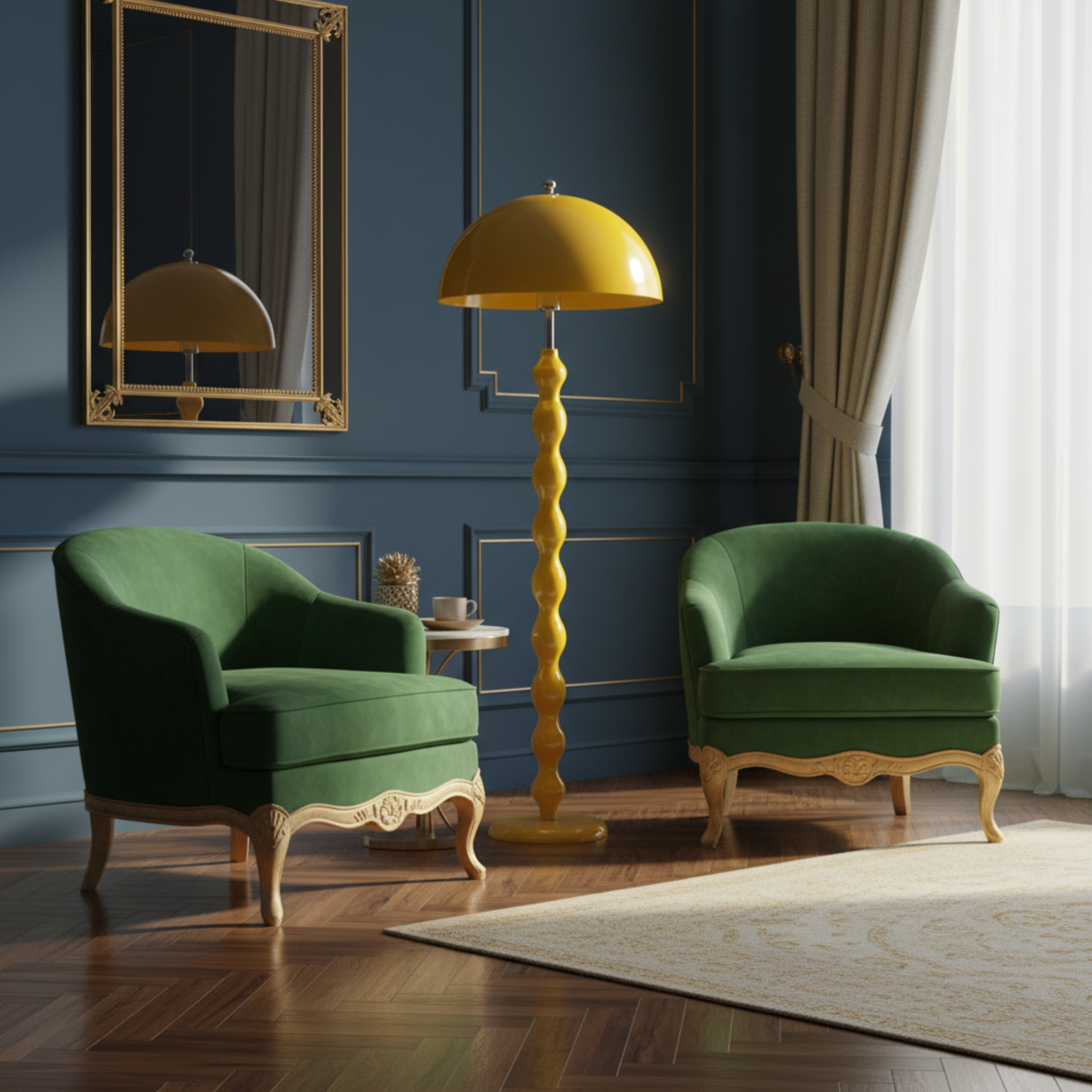 Lampadaire Design "Totem" Jaune Laqué | Luminaire de Luxe & Décoration Moderne Tunisie