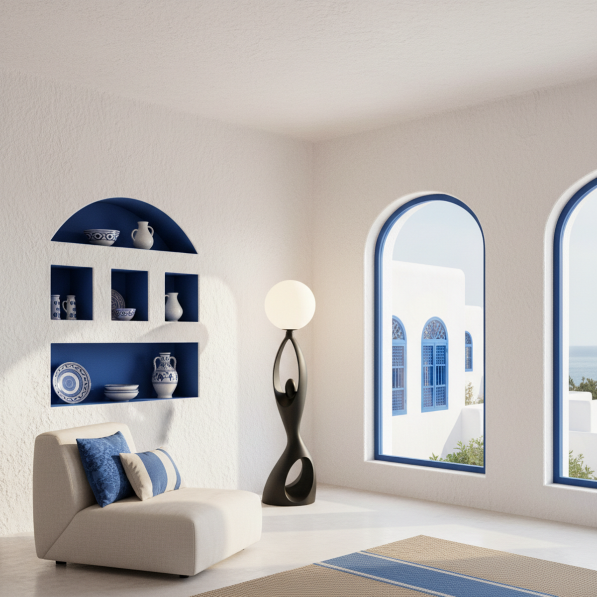 Lampadaire Sculptural "Silhouette" Noir – Design Artistique & Premium Tunisie