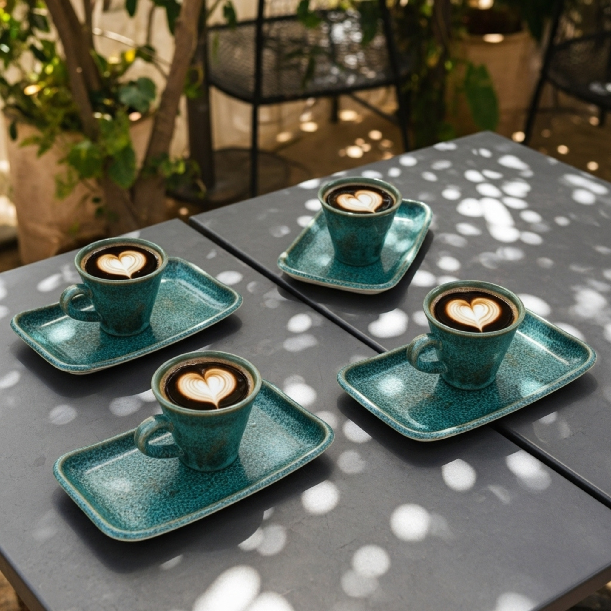 Tasse Espresso + Plateau Turquoise – Céramique Artisanale Tunisie