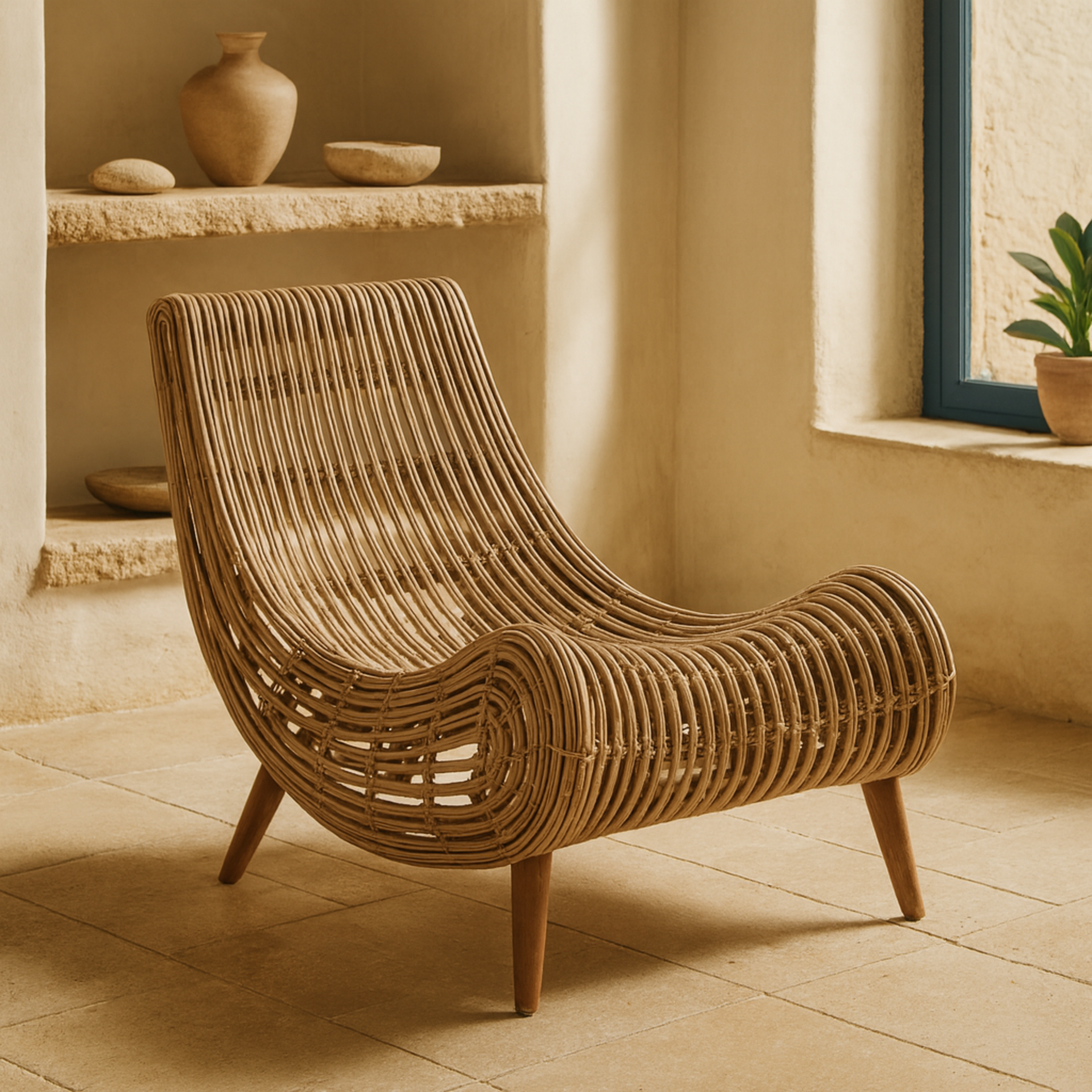 Chaise Longue en Rotin | Mobilier Tendance Tunisie | Fiolla Home