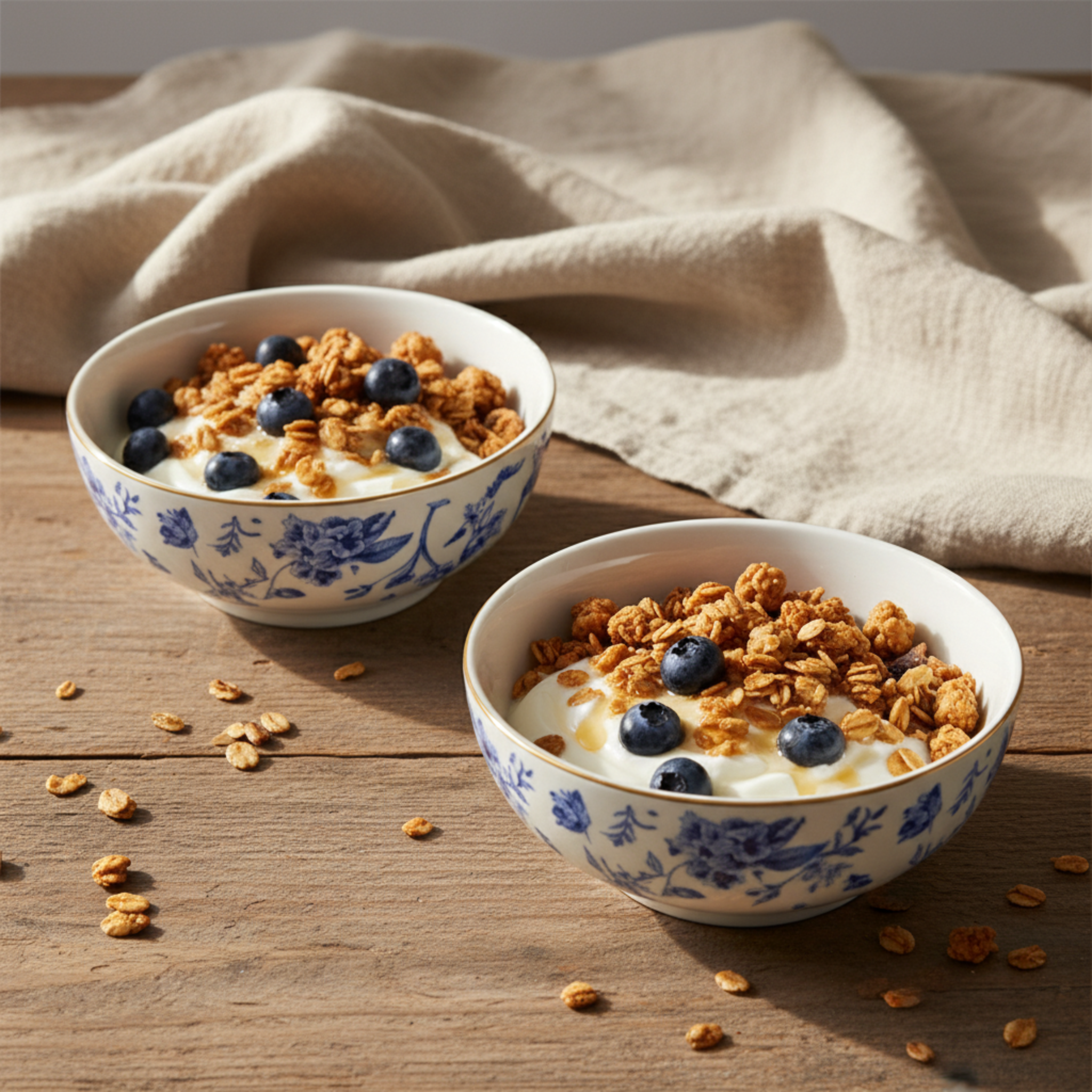 Service Petit Déjeuner 29 Pièces – Porcelaine Bleue & Dorure