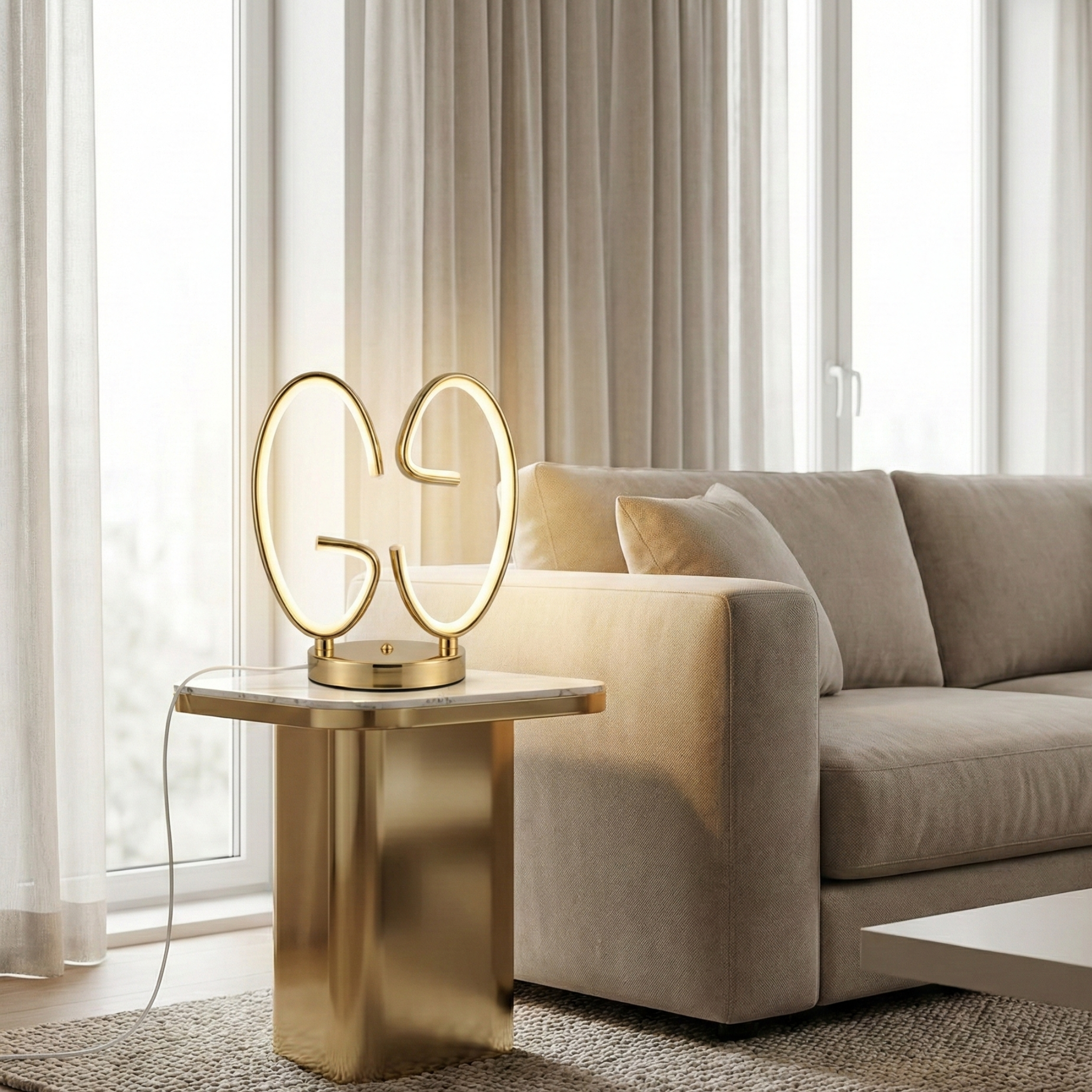 Lampe Sculpturale LED "Infinity" Or | Luminaire Tunisie