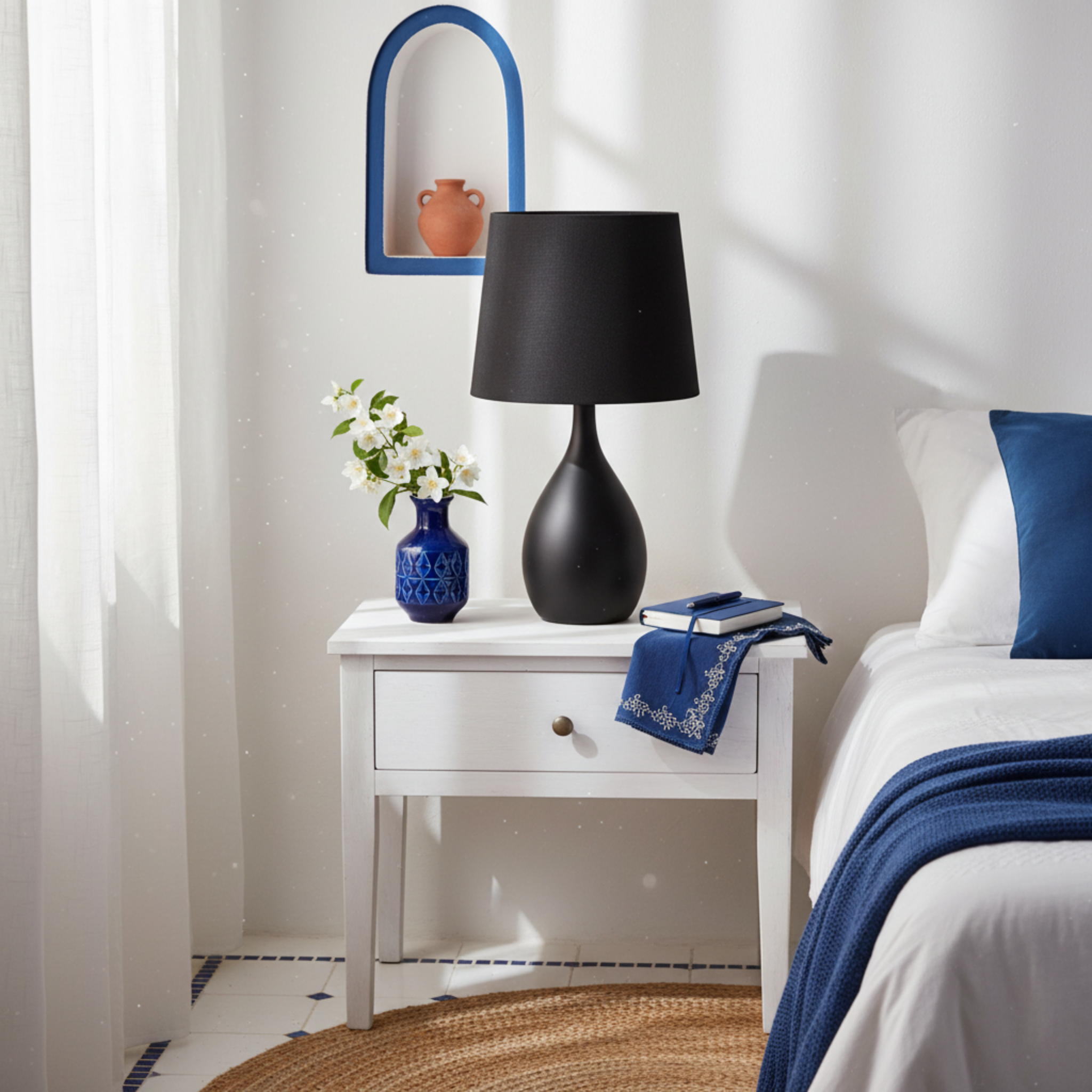 Lampe de Table Noire Mate Design Goutte | Fiolla Home Tunisie
