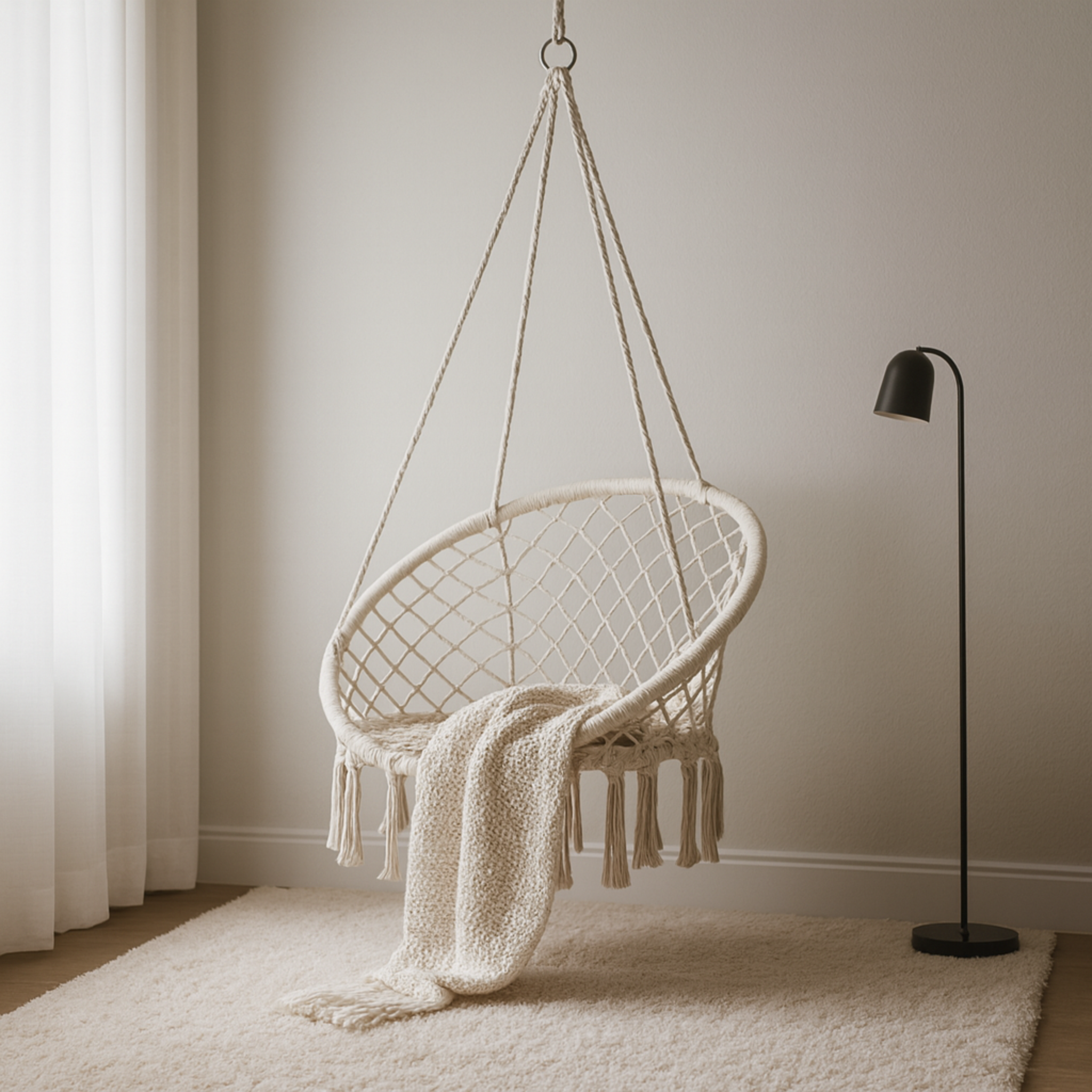 Balançoire Macramé Suspendue | Balcon/Chambre | Fiolla Home Tunisie