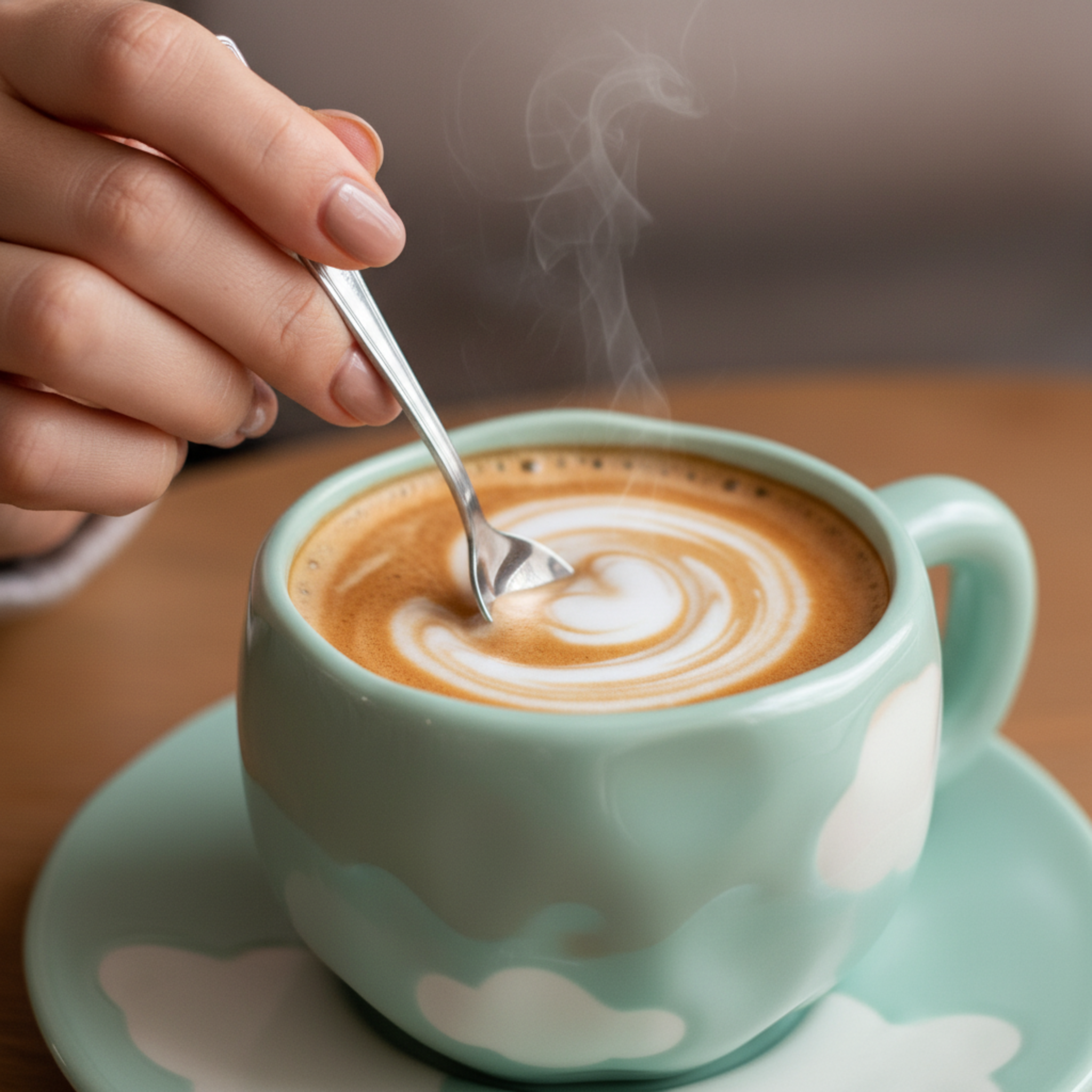 Mug Céramique "Nuage" — Tasse Design Chunky & Soucoupe (Pastel)