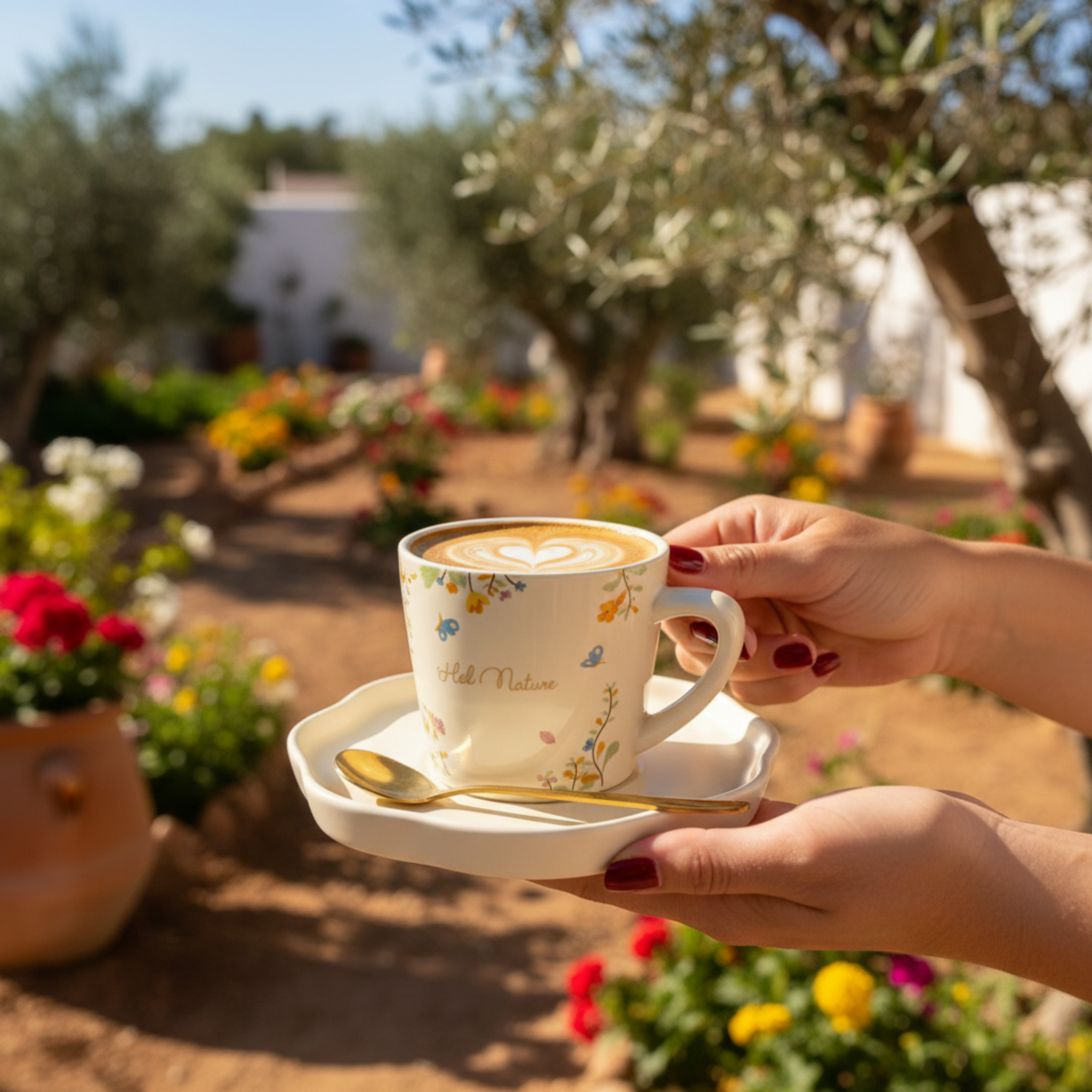 Mug Hello Nature : Ensemble Tasse & Soucoupe Florale - Art de la Table Tunisie
