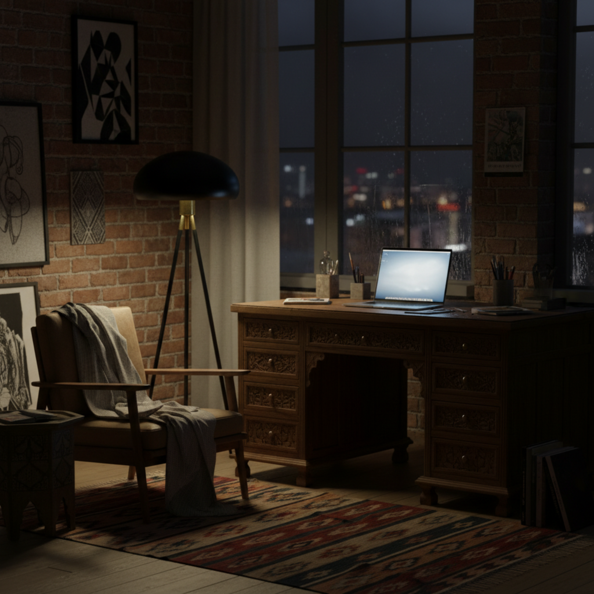 Lampadaire Trépied Noir et Or – Design Luxe pour Salon en Tunisie