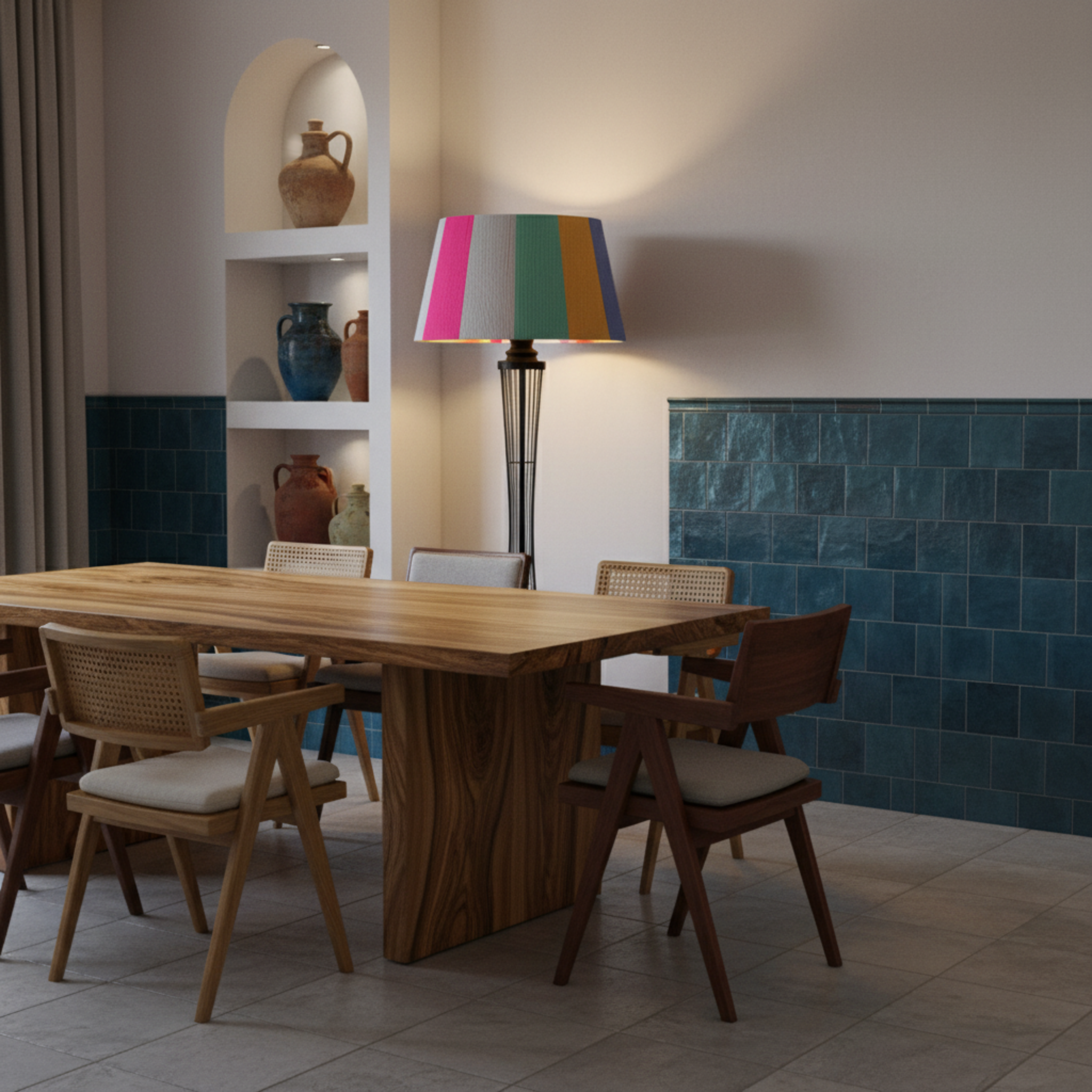 Lampadaire Design Multicolore | Abat-jour Graphique & Métal | Tunisie