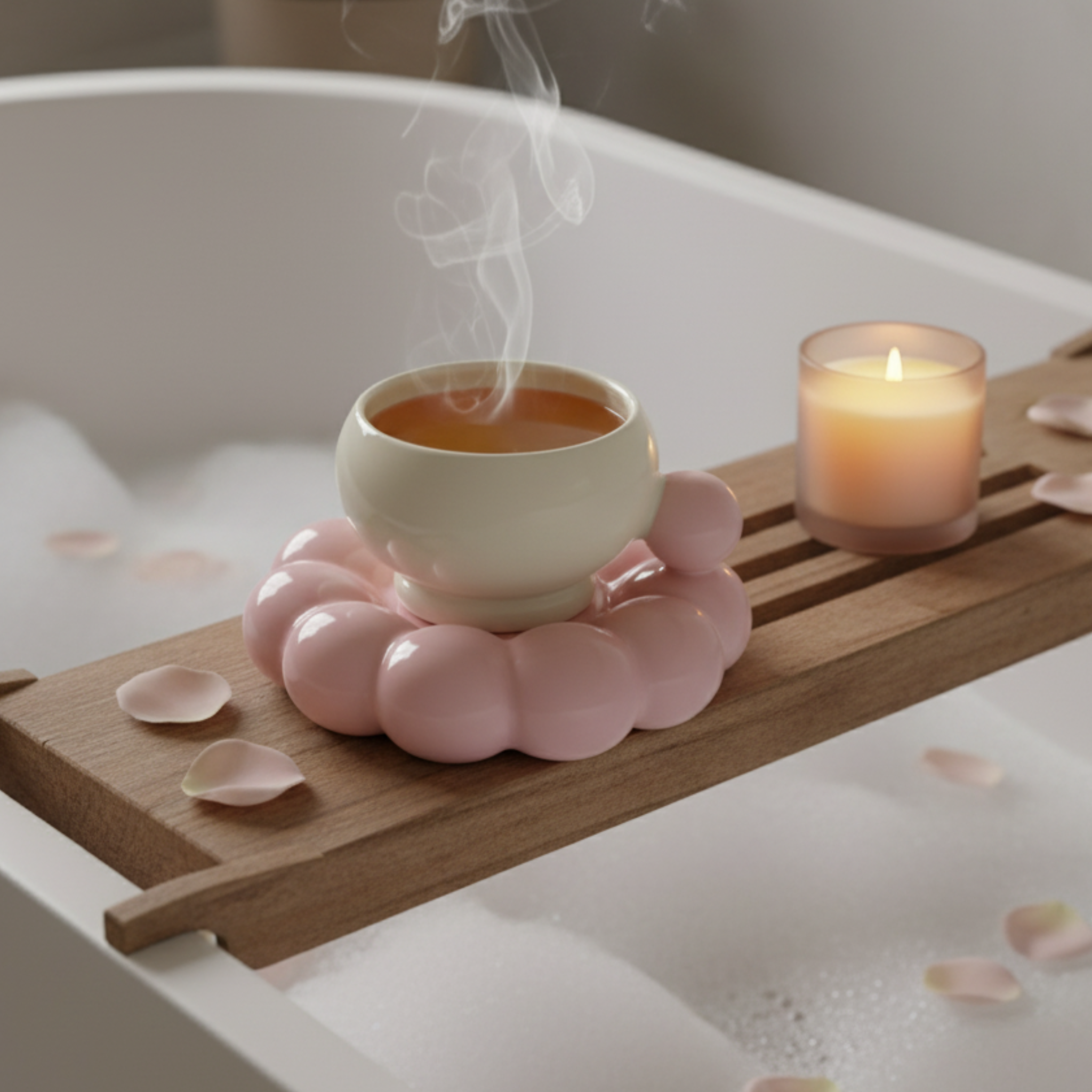 Tasse Bubble Rose avec Sous-Tasse Perles | Café au Lait Tunisie | Fiolla Home