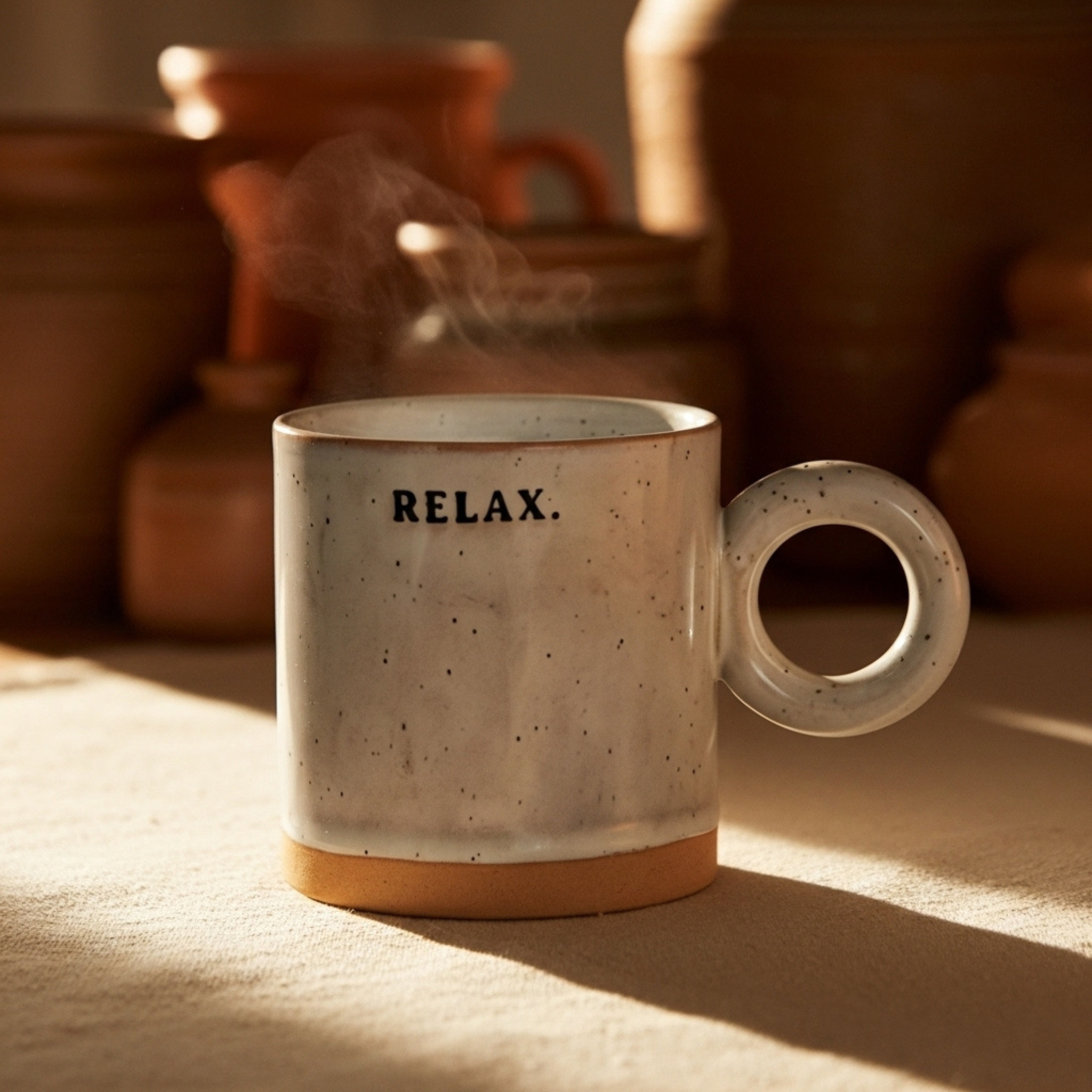 Mug Céramique RELAX – Anse Anneau, Style Minimal | Fiolla Home
