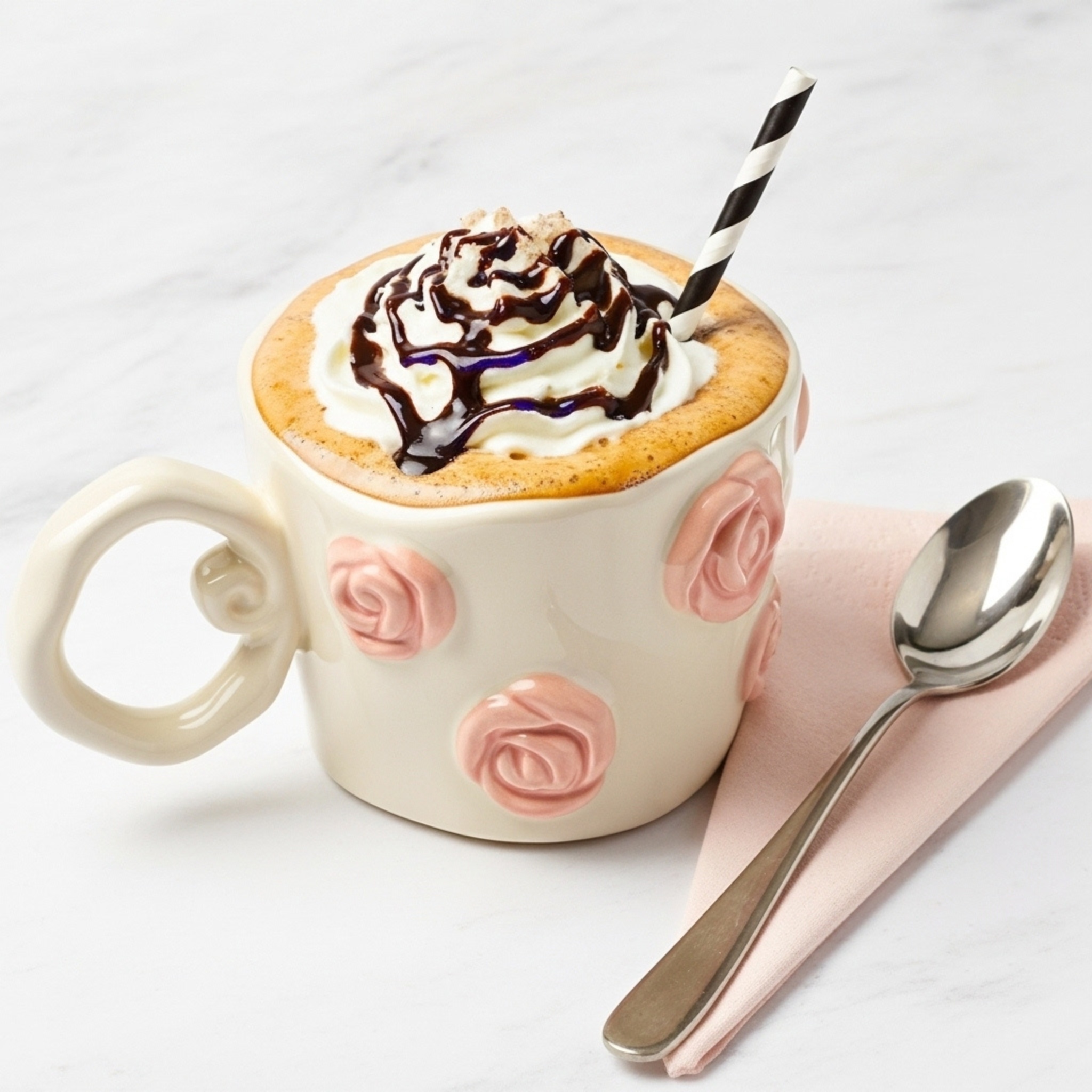 Mug Fleurs Rose en Relief – Style Éditorial | Fiolla Home