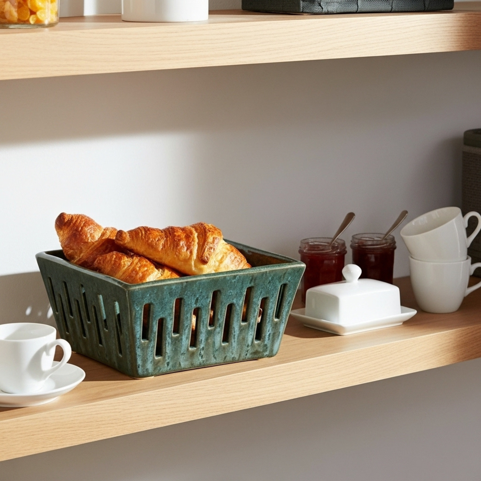 Panier de Cuisine en Céramique Carré – Inspiration Tunisienne Authentique