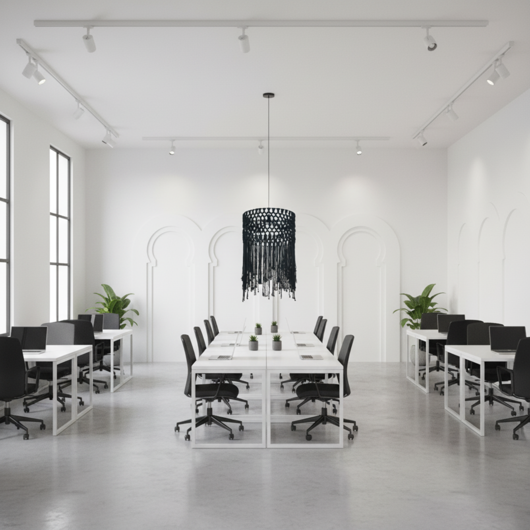 Suspension Macramé Noir Franges | Design Bohème Chic | Tunisie