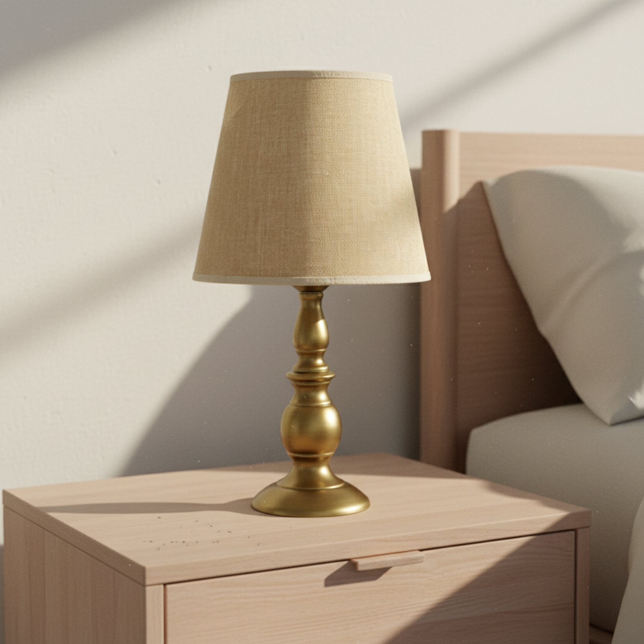Lampe de Table Laiton Doré Abat-Jour Beige | Fiolla Home Tunisie