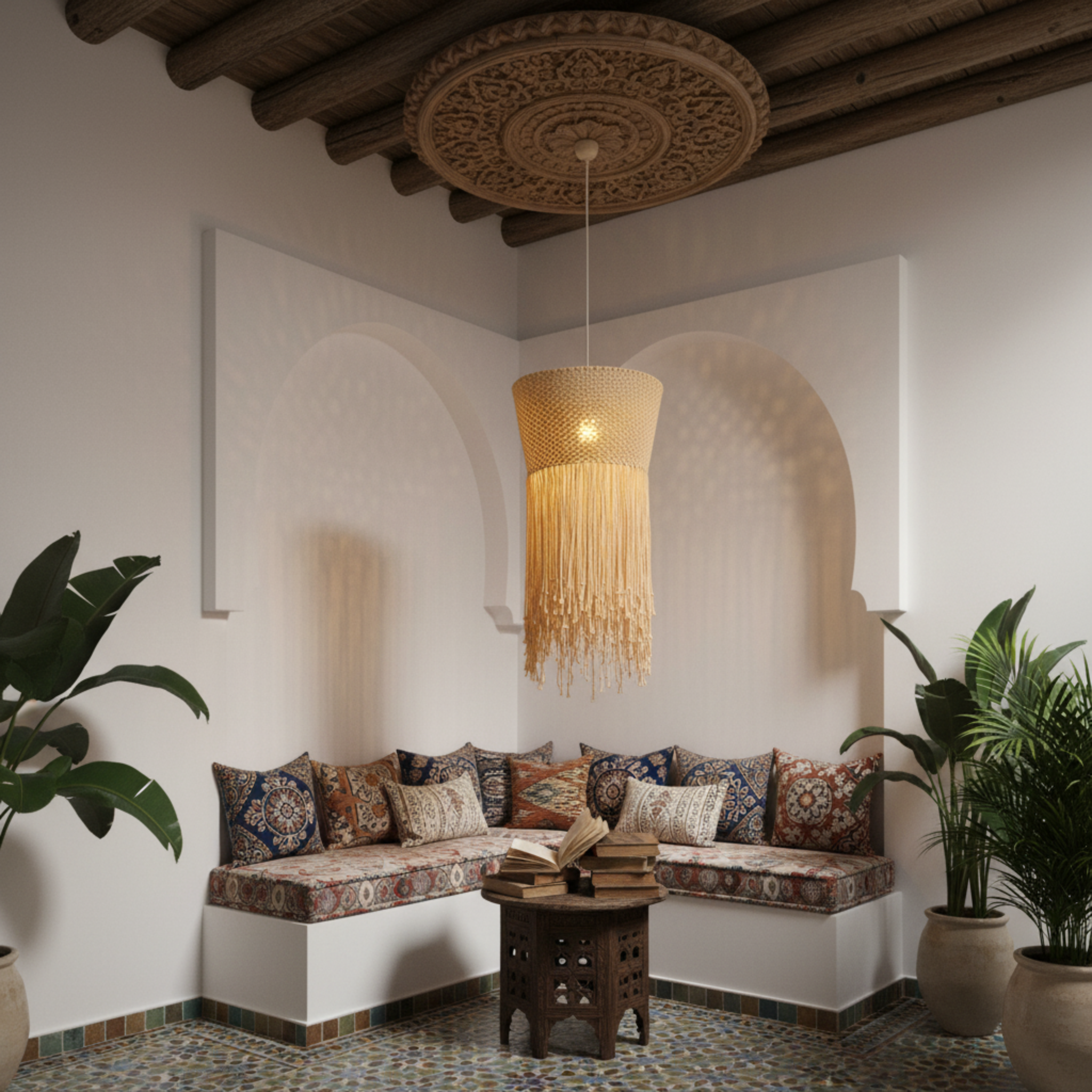 Suspension Macramé Coton Franges | Design Bohème Chic | Tunisie